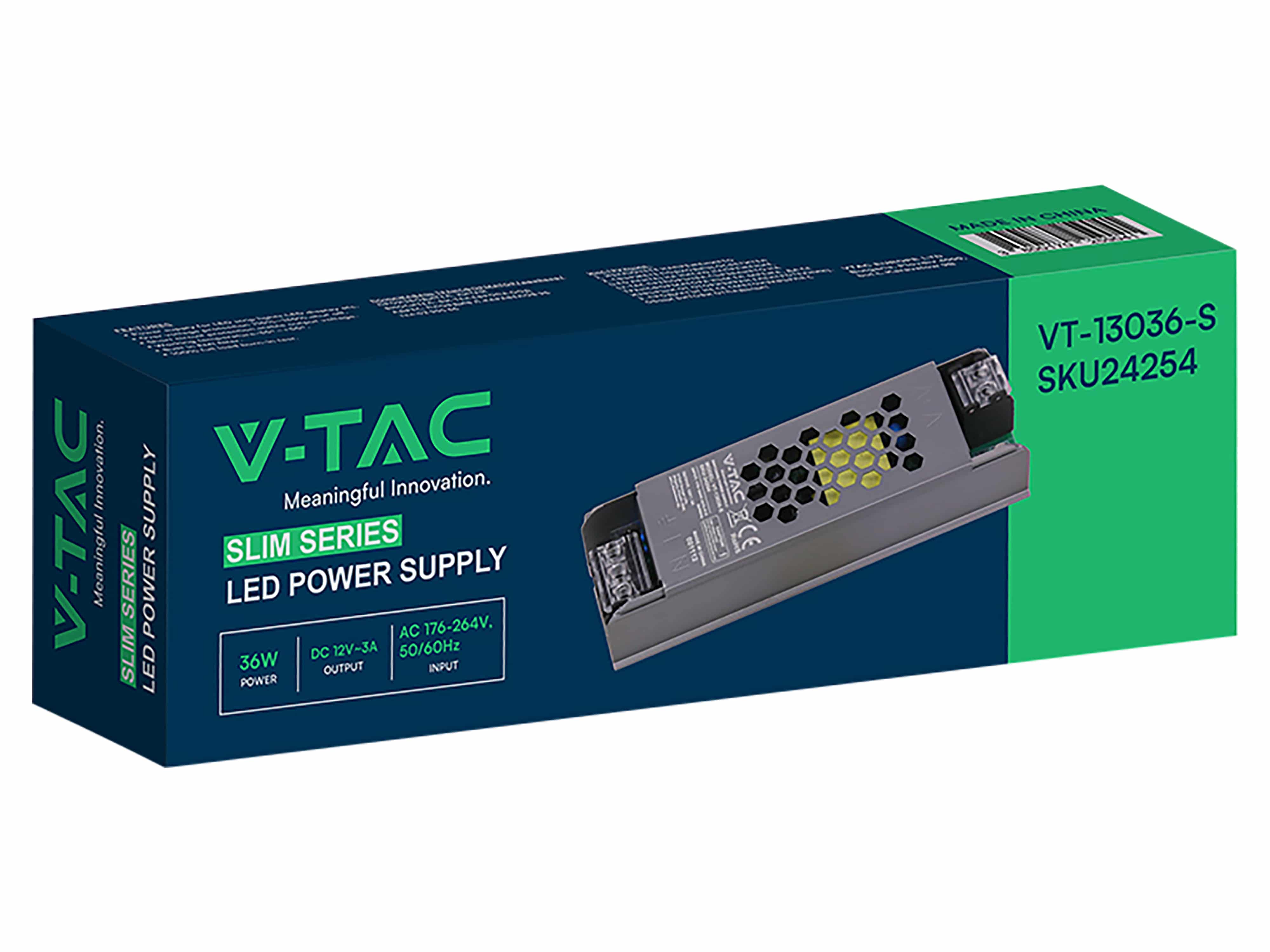 V-TAC Schaltnetzteil, VT-24254, 12V/3,0A, 36W, IP20 V-TAC Schaltnetzteil, VT-24254, 12V/3,0A, 36W, IP20