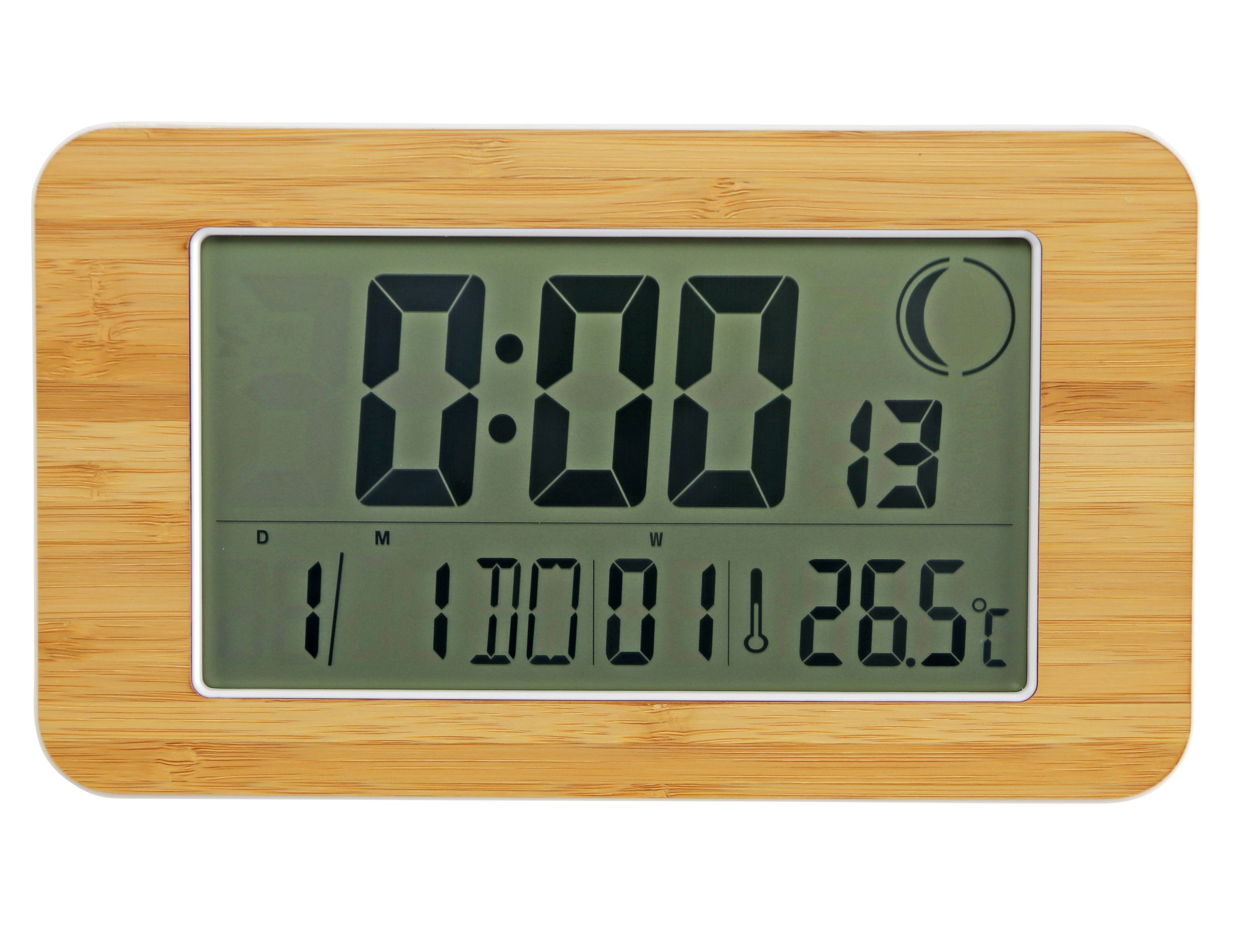 Digitale Funkuhr, Datumsanzeige, Wecker, Temperaturanzeige, Holzoptik
