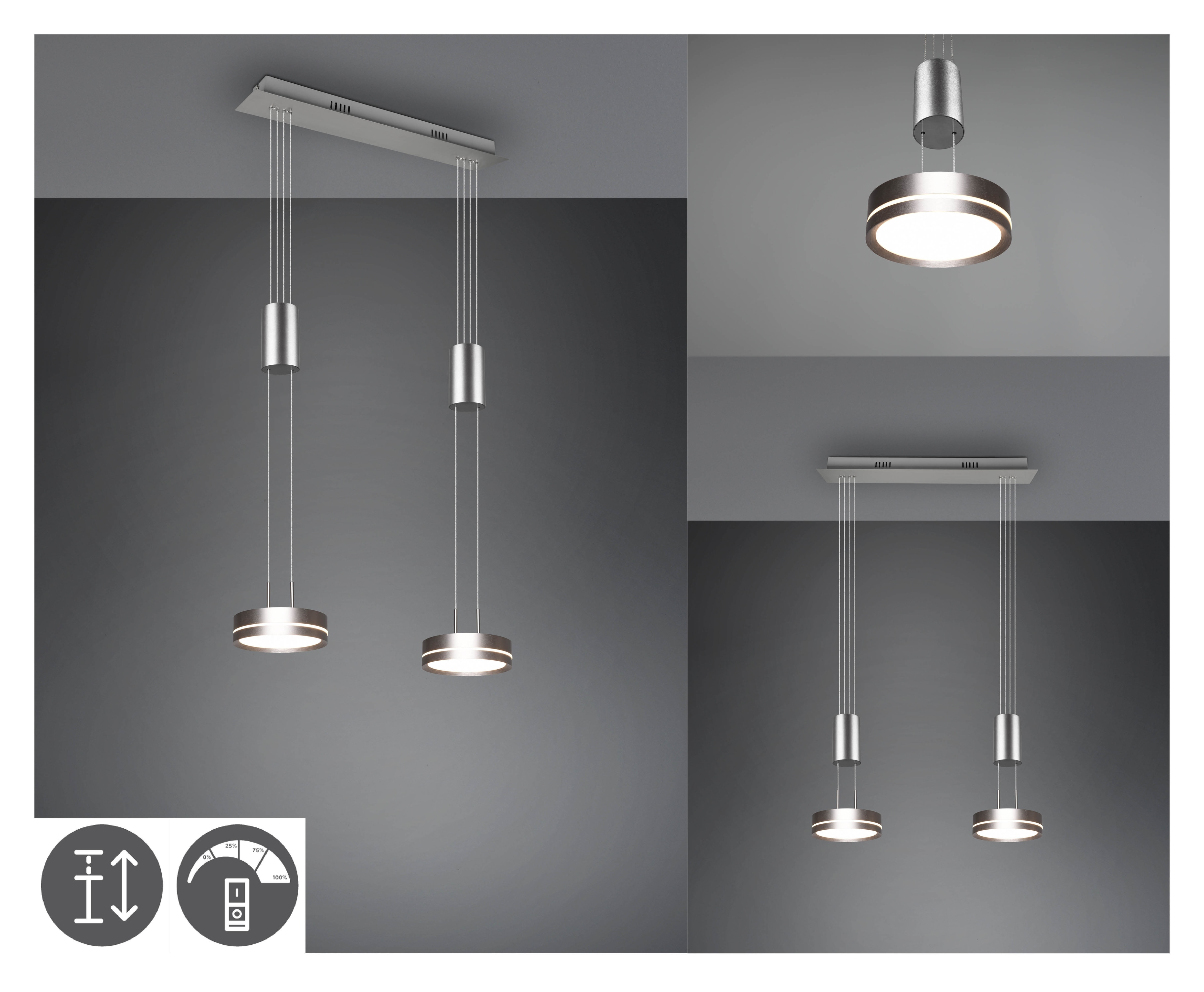 TRIO LED-Pendelleuchte Franklin 326510207 nickel 18 W, 2100 lm, 3000 K