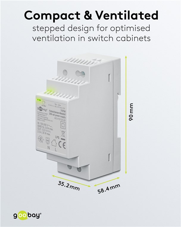 GOOBAY Hutschienen-Netzteil 74764, 12 V, 2,5 A, 30 W