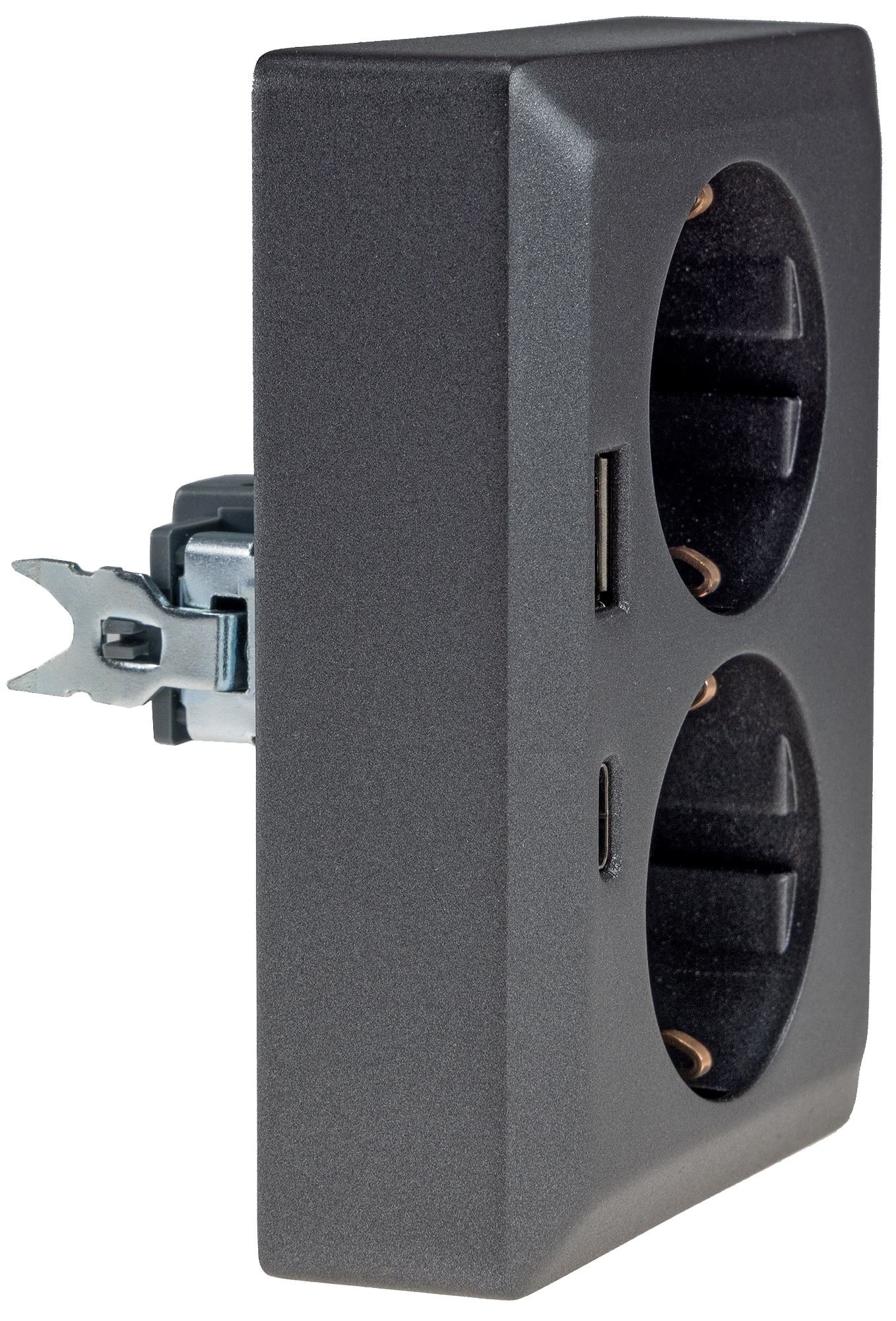 MILOS Schutzkontakt-Steckdose 23719, 2-fach, 2in1, USB-A+C/PD, 16A/250V, anthrazit MILOS Schutzkontakt-Steckdose 23719, 2-fach, 2in1, USB-A+C/PD, 16A/250V, anthrazit
