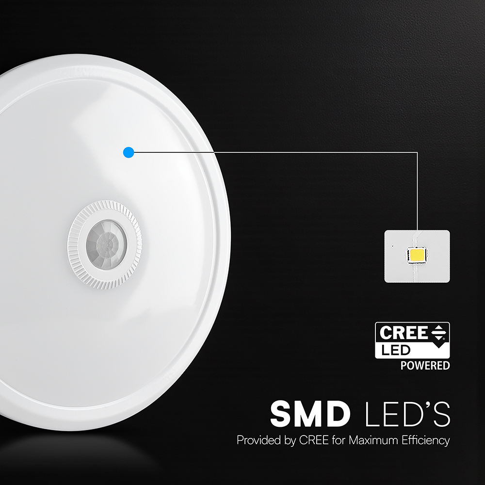 V-TAC LED-Deckenleuchte VT-218086, EEK: F, 12W, 1000lm, 4000K, 120°, IR, Ø29cm