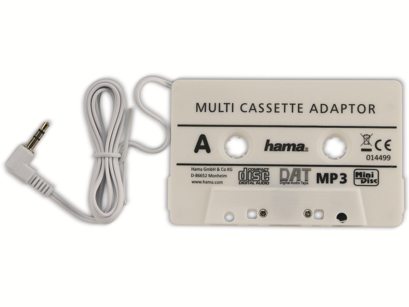Hama KFZ-Kassettenadapter, 3,5 mm Klinkenstecker, weiß