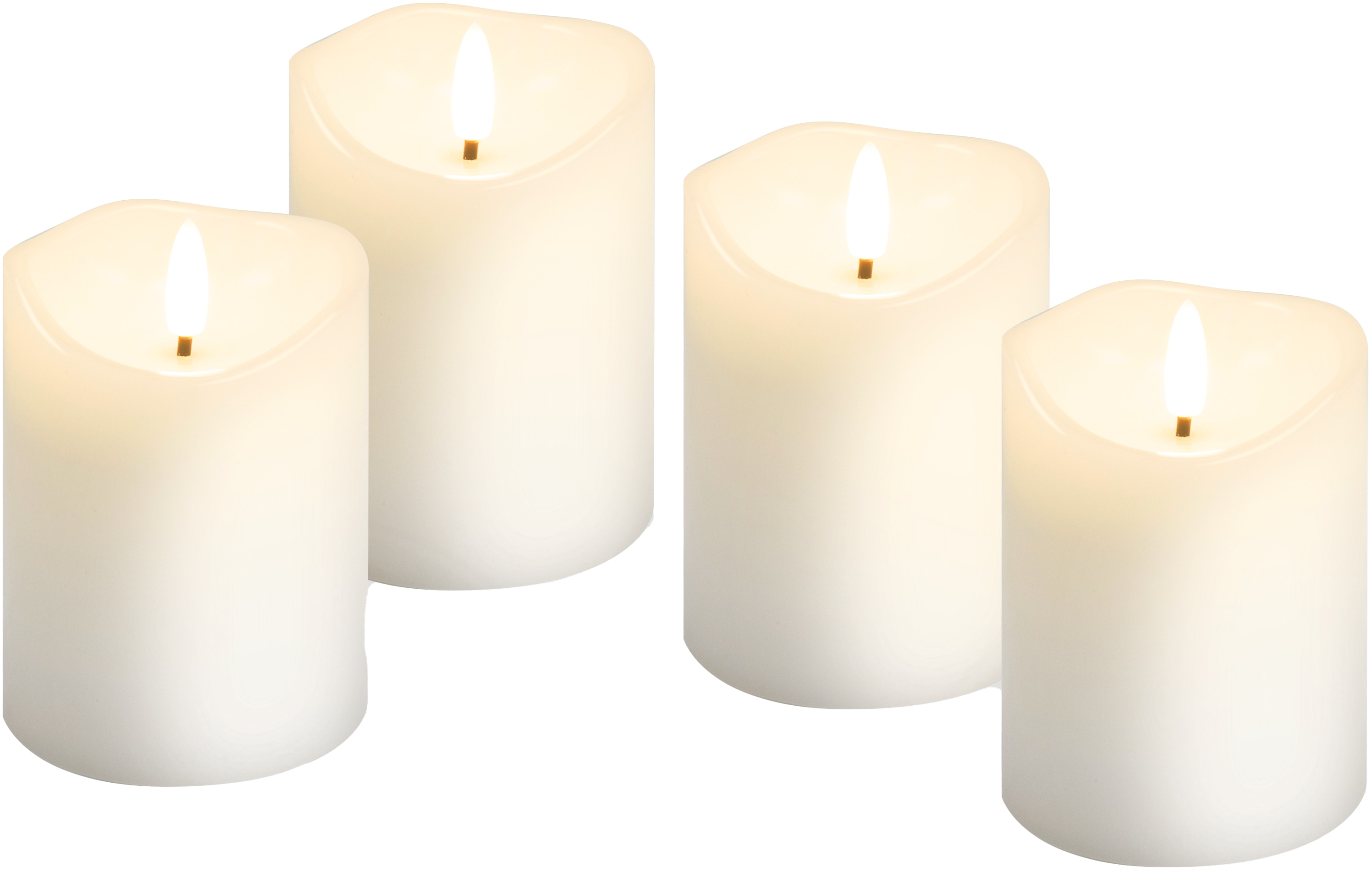 GOOBAY LED-Echtwachskerzen, Timerfunktion, 4 Stück, warmweiß, weiß GOOBAY LED-Echtwachskerzen, Timerfunktion, 4 Stück, warmweiß, weiß