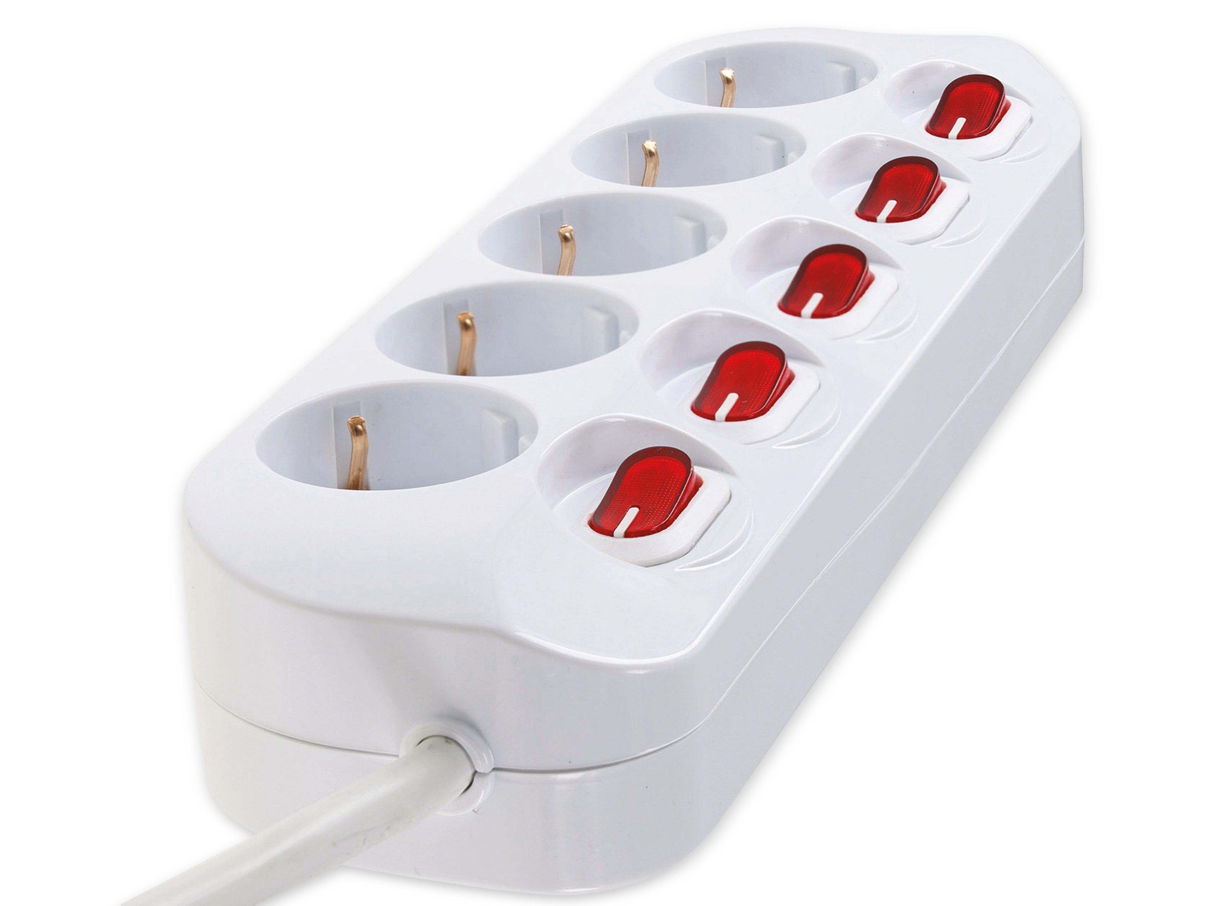 CHILITEC Steckdosenleiste, 5-fach, Einzelschaltung, 1,5 m Zuleitung, weiß