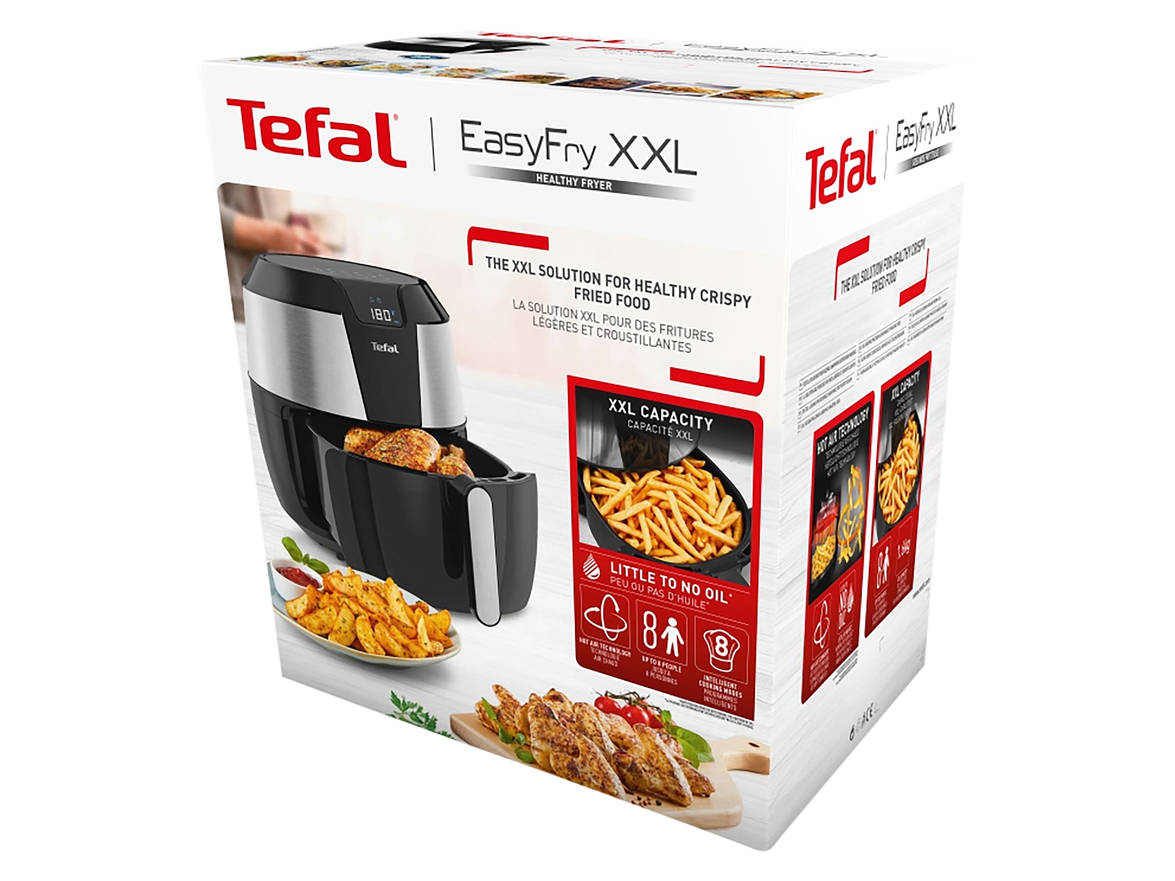 TEFAL Heißluftfritteuse Easy Fry XXL, EY701D, 5,6 L, schwarz/silber, 1850 W
