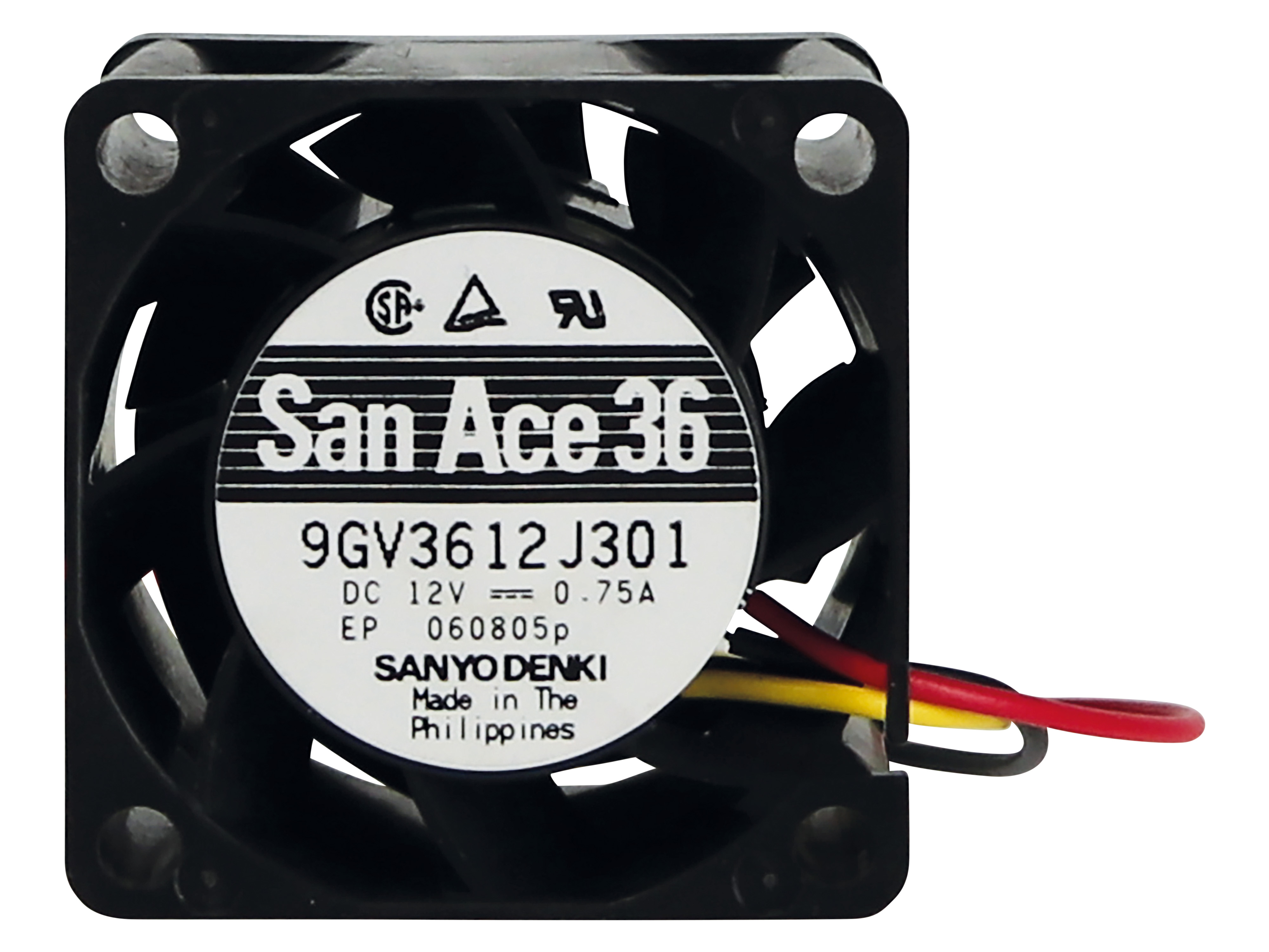 SANYO DENKI Axiallüfter San Ace 36, 9GV3612J301, 36x36 mm, 12 V-/0,75 A
