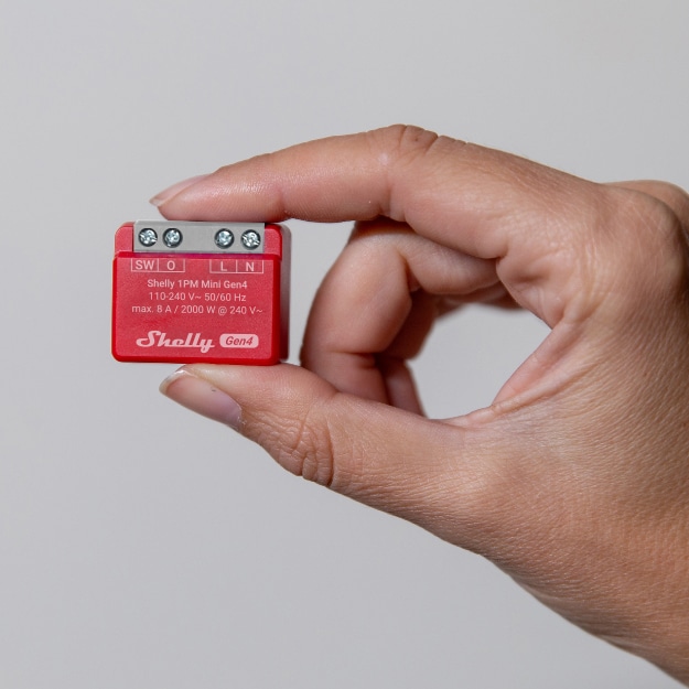 SHELLY Relais 1PM Mini Gen4, 8 A, WLAN, Bluetooth, rot, 4 Stück