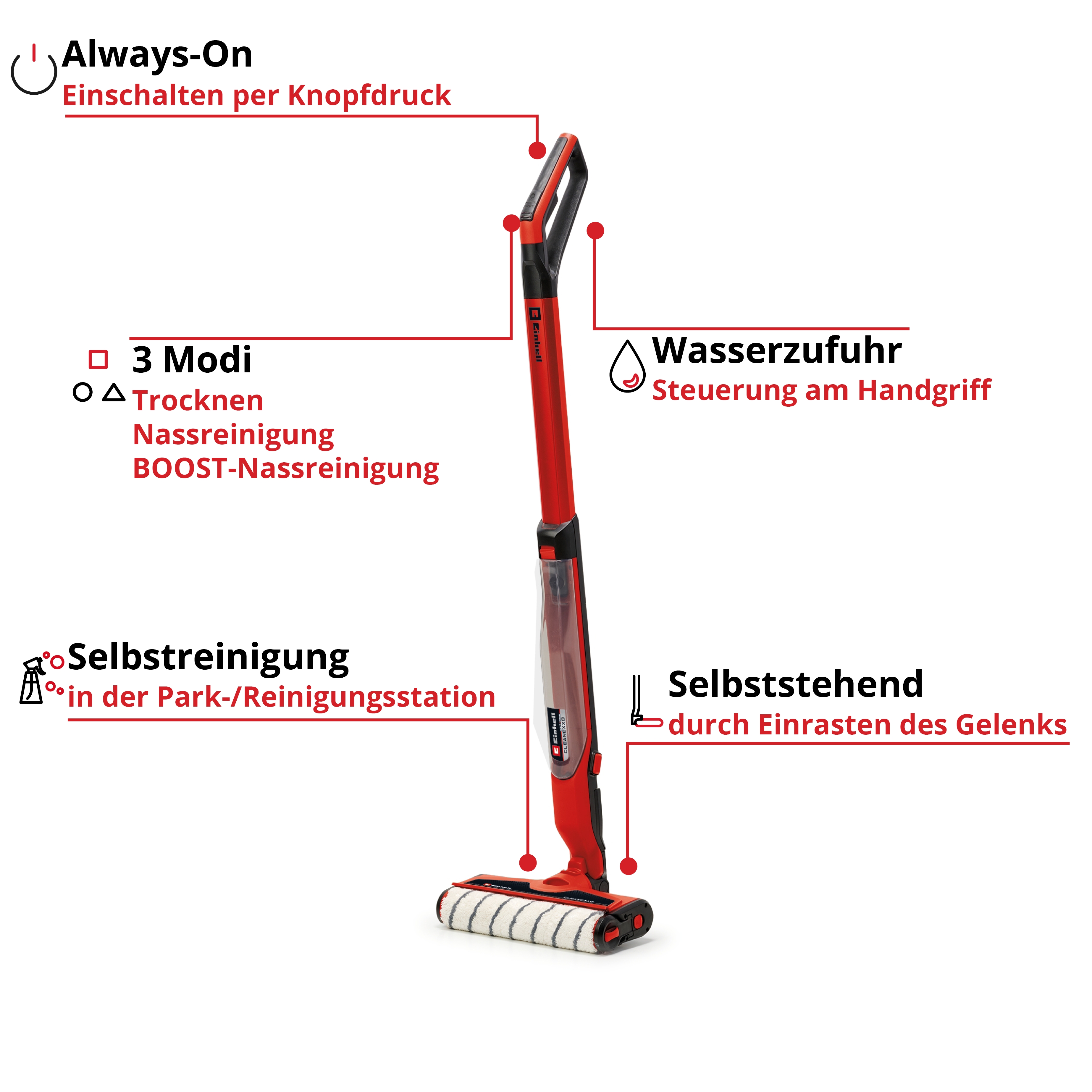 EINHELL Akku-Hartbodenreiniger CLEANEXXO, Solo