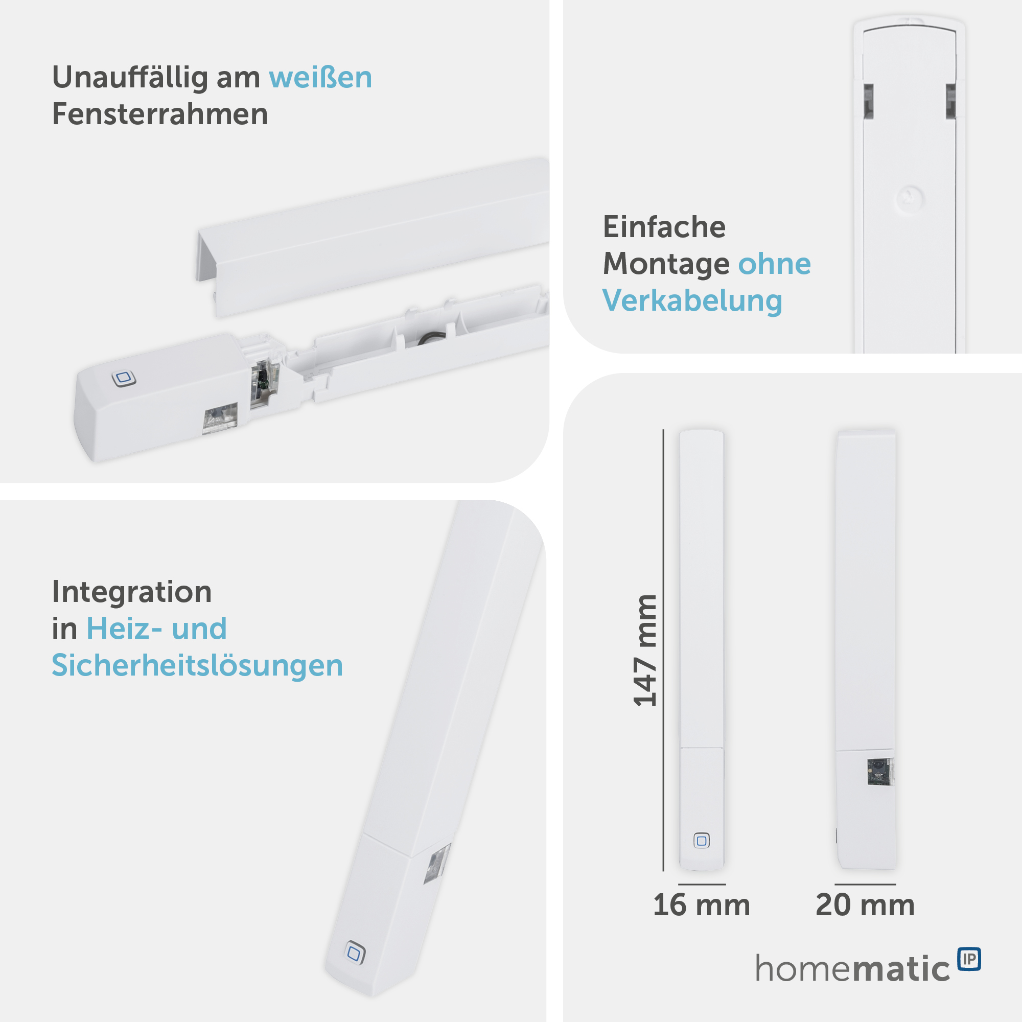 HOMEMATIC IP Fenster- und Türkontakt, 158603A0, optisch, plus