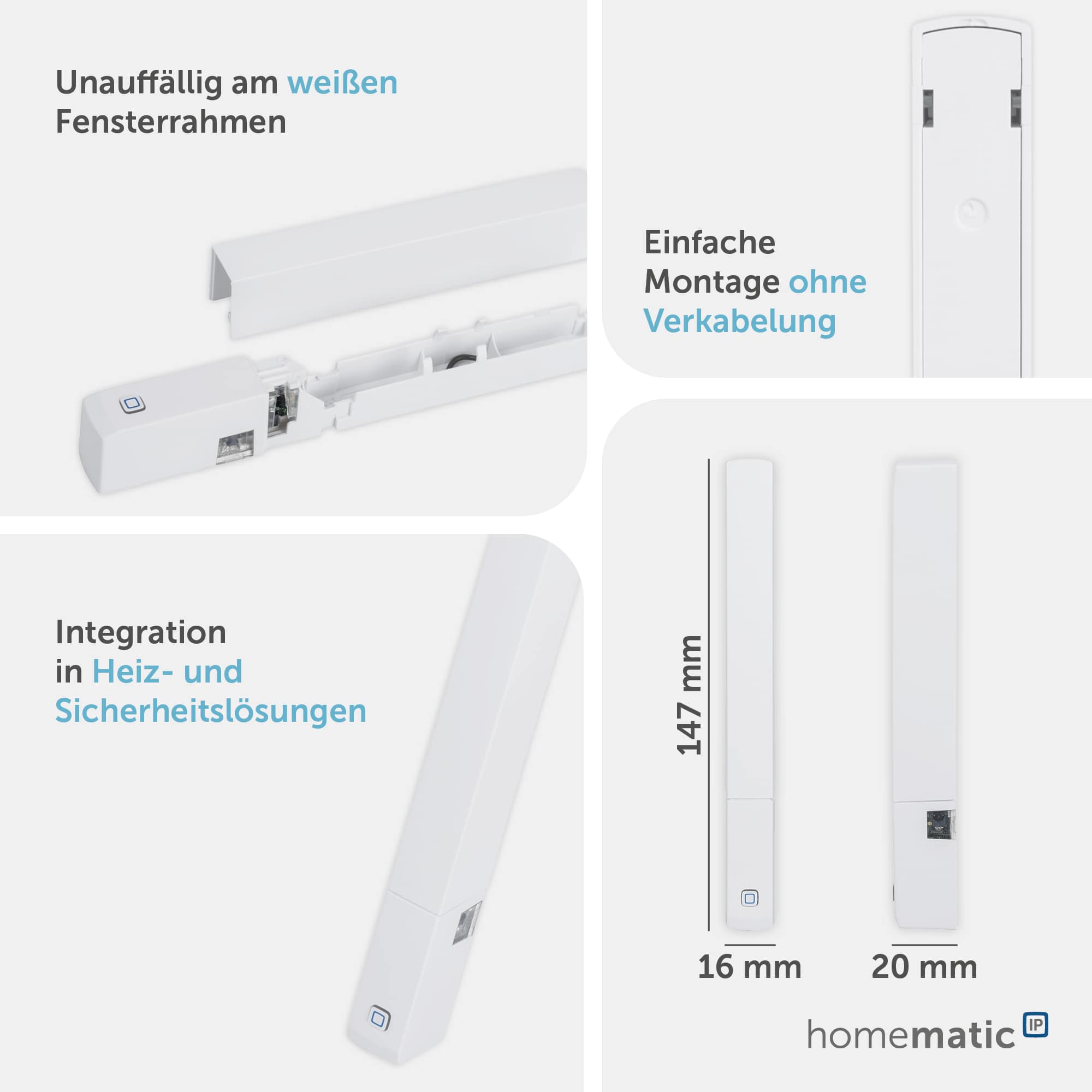 HOMEMATIC IP Fenster- und Türkontakt, 158603A0, optisch, plus