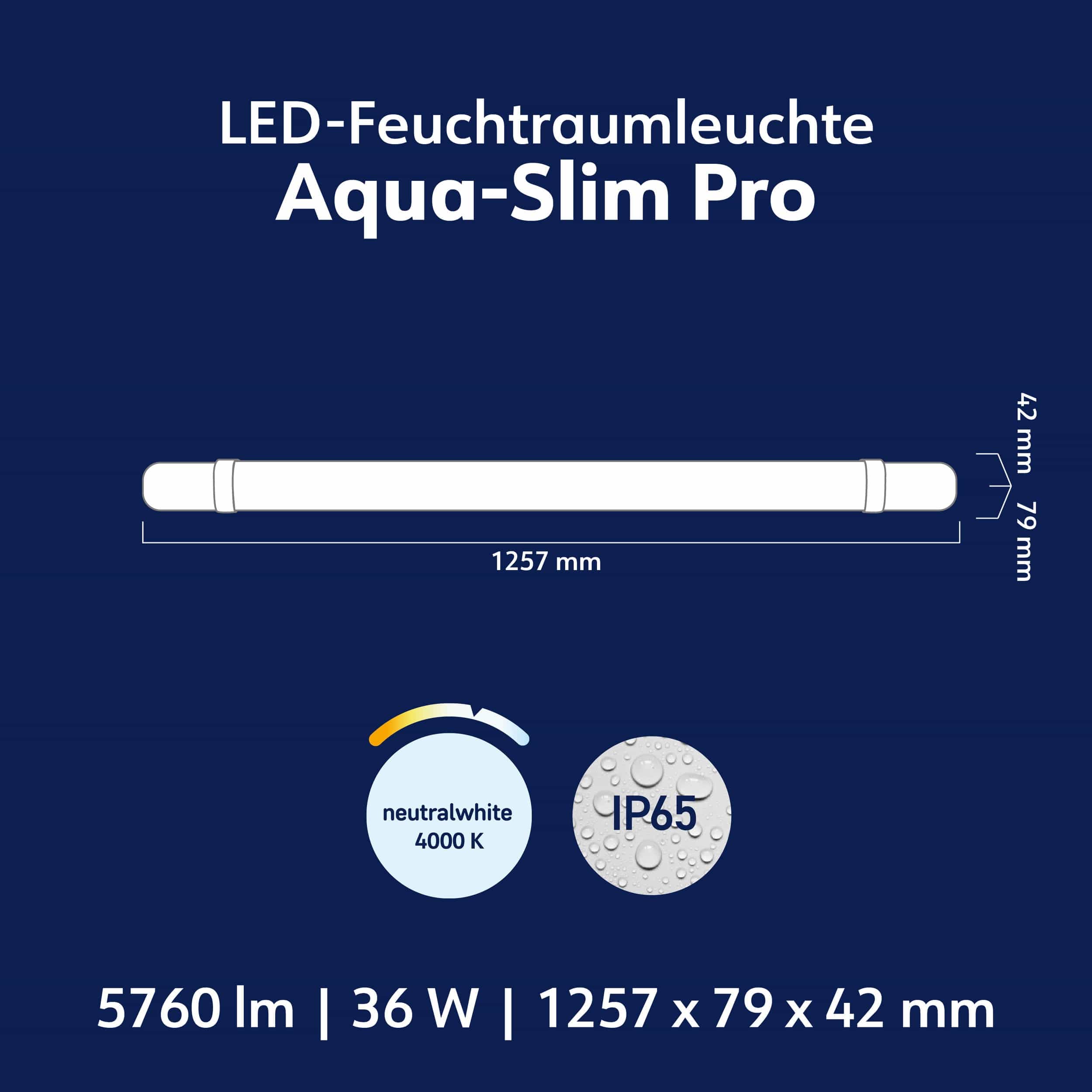 MÜLLER-LICHT LED-Feuchtraumleuchte Aqua-Slim Pro, 36W, 5760lm, 4000K, IP65 MÜLLER-LICHT LED-Feuchtraumleuchte Aqua-Slim Pro, 36W, 5760lm, 4000K, IP65