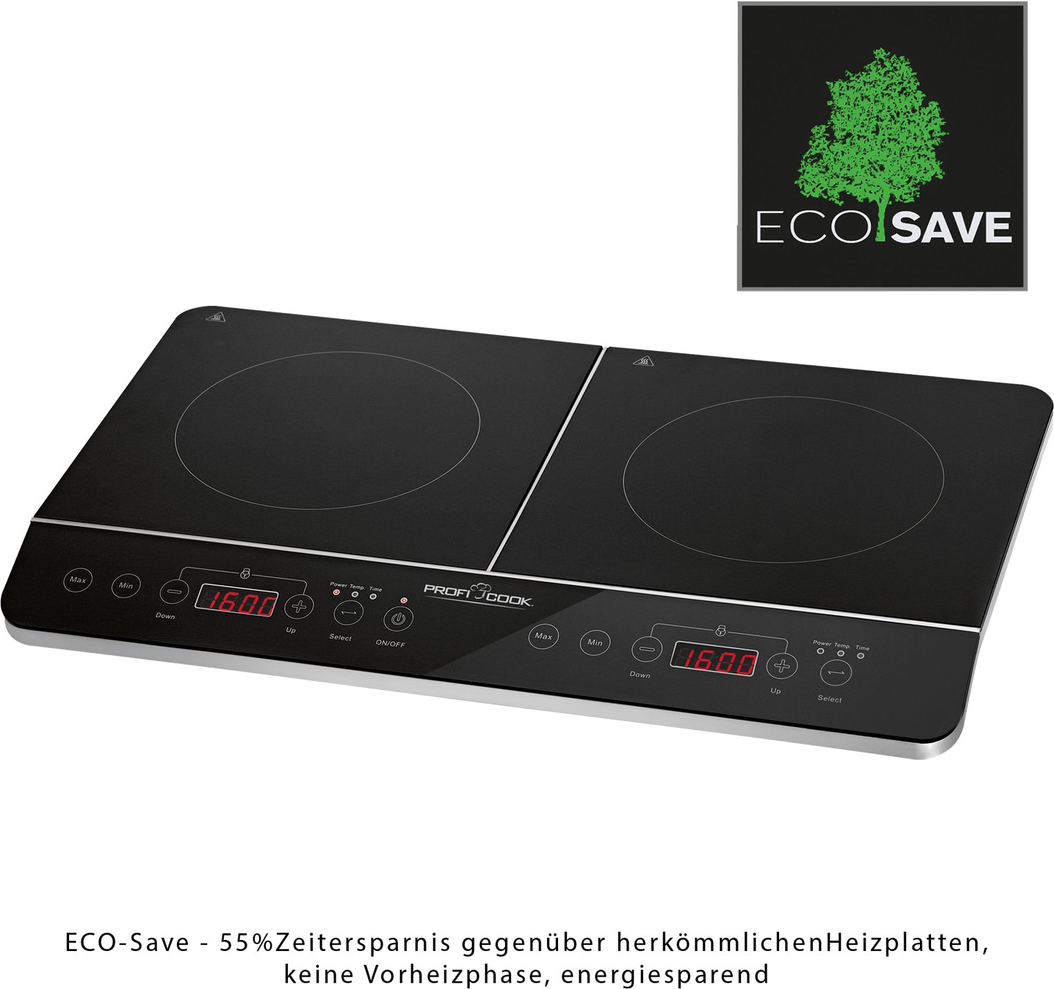 PROFI COOK Induktions-Doppelkochplatte PC-DKI 1067, 3500 W, schwarz PROFI COOK Induktions-Doppelkochplatte PC-DKI 1067, 3500 W, schwarz