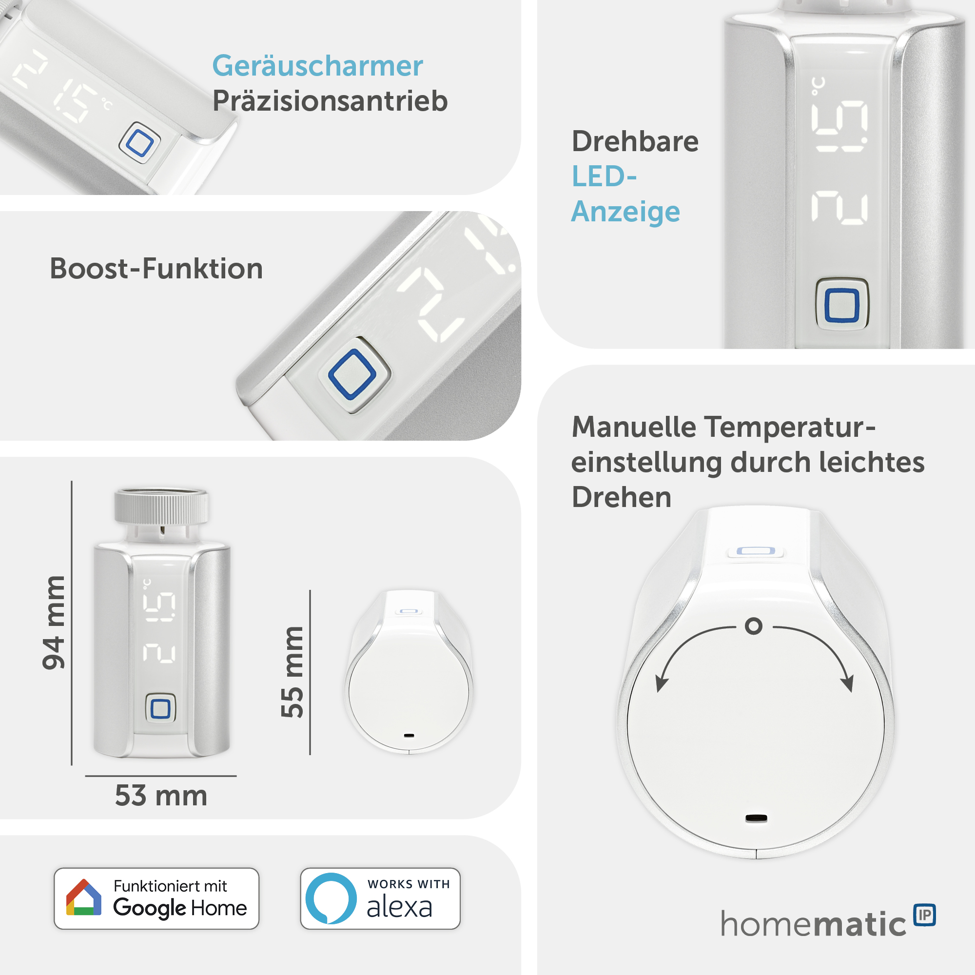 HOMEMATIC IP 156650A0, Heizkörperthermostat EVO, silber