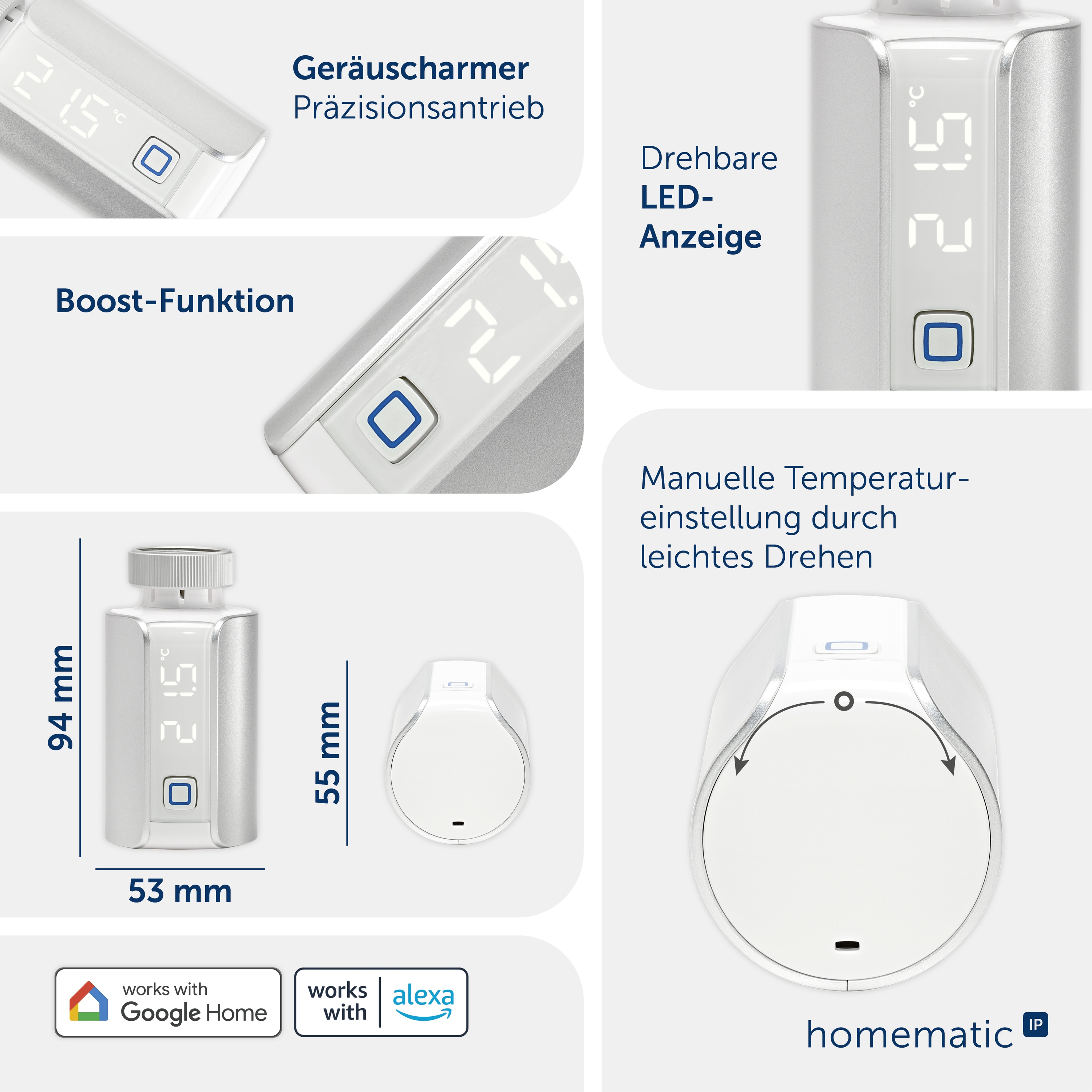 HOMEMATIC IP 156650A0, Heizkörperthermostat EVO, silber