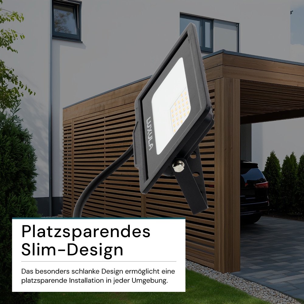 LUXULA LED-Fluter, EEK: F, 20W, 2000lm, 4000K, schwarz