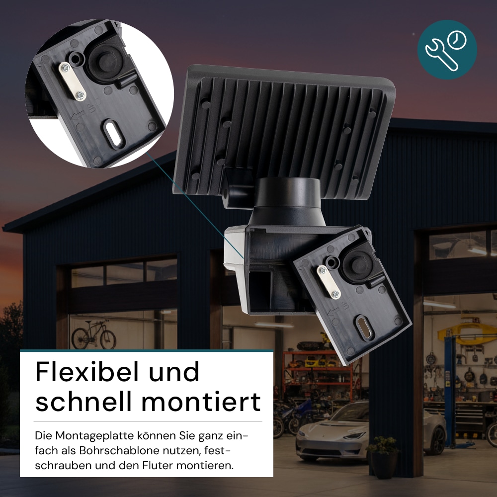 LUXULA LED-Fluter LX400191, 20 W, 2100 lm, 4000 K, schwarz