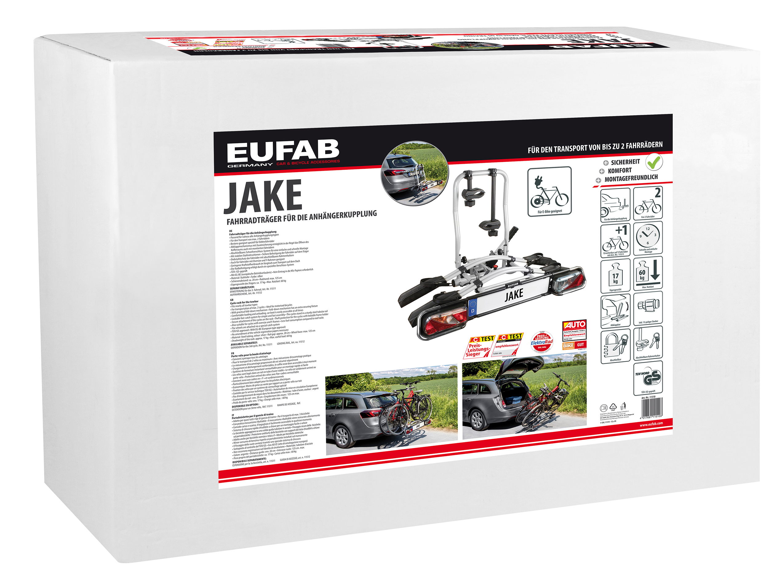 EUFAB Fahrradträger JAKE, 11510, für 2 Fahrräder