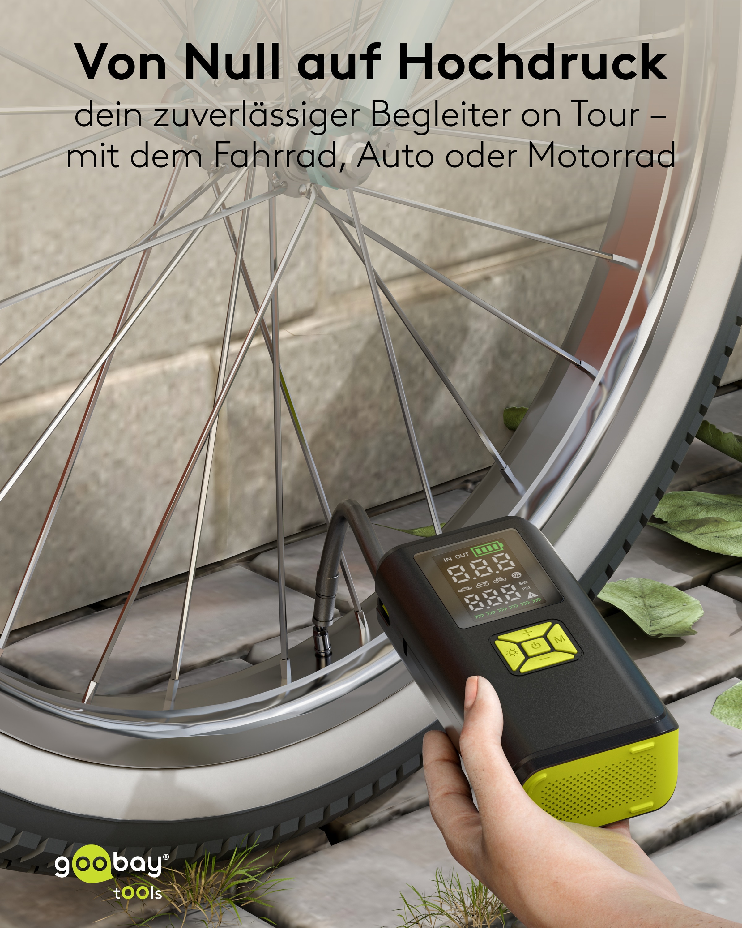 GOOBAY TOOLS Akku-Kompressor, 77827, 10 bar