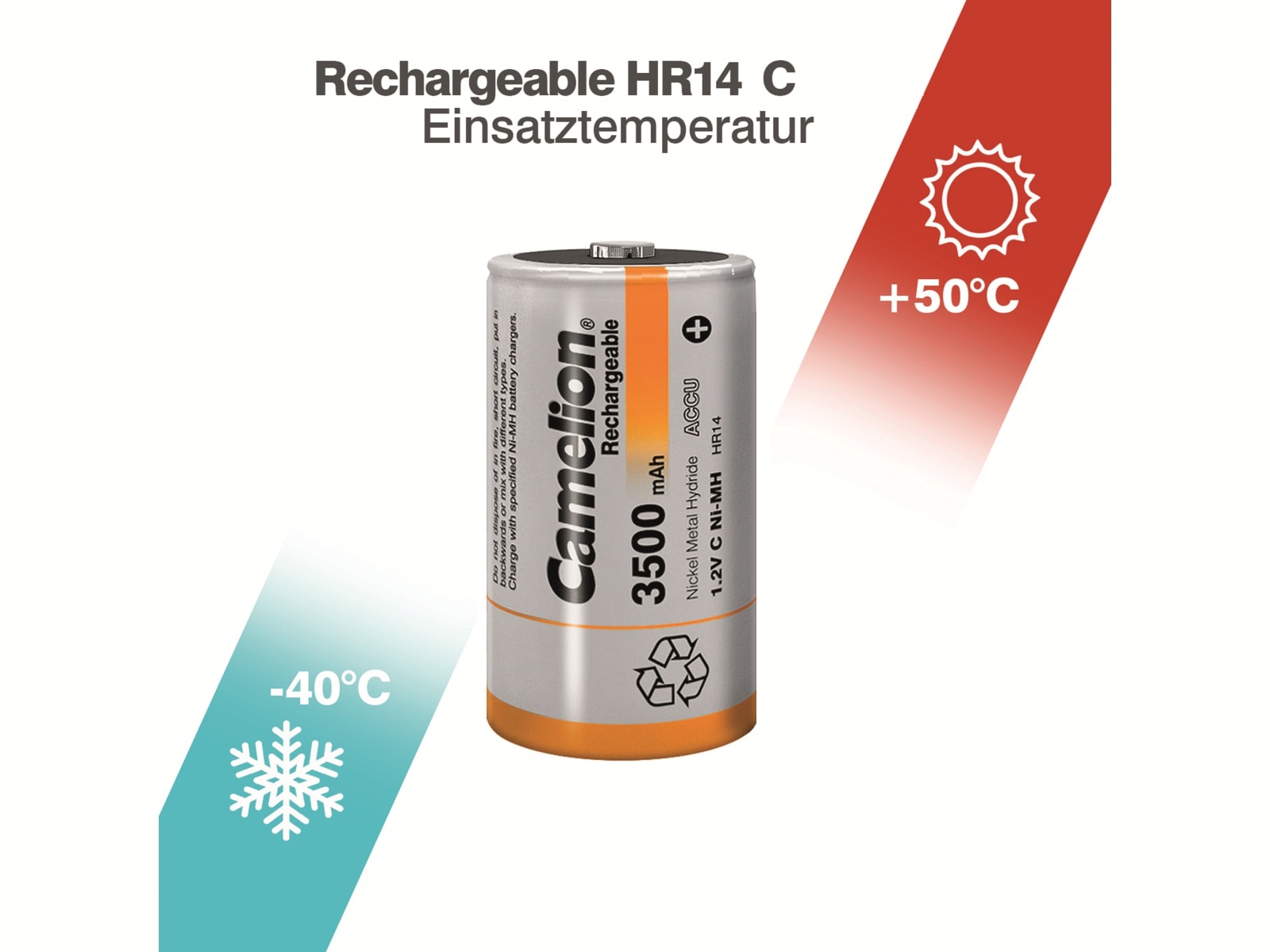 CAMELION NiMH-Baby-Akku 3500 mAh, 2 Stück CAMELION NiMH-Baby-Akku 3500 mAh, 2 Stück