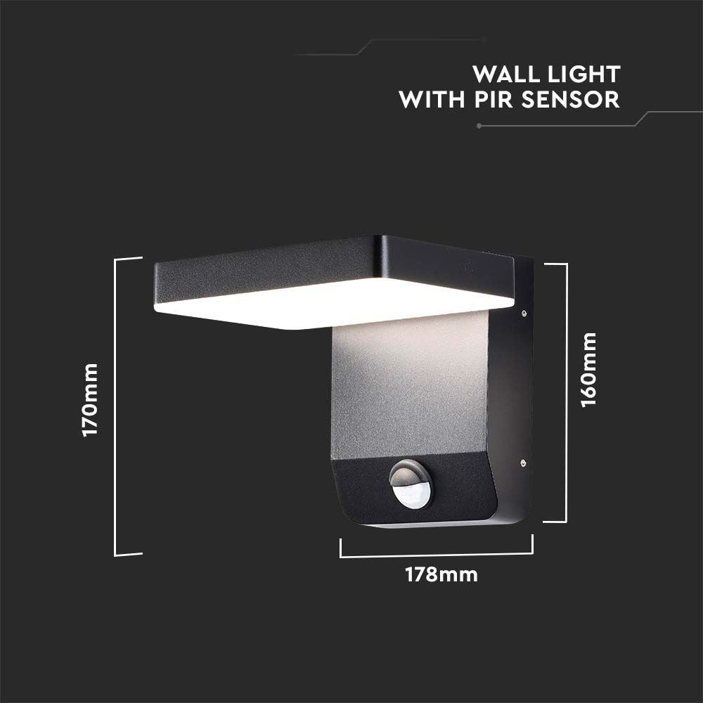 V-TAC LED-Fluter VT-11020S, EEK: E, 17 W, 2520 lm, 3000 K, Sensor, schwarz