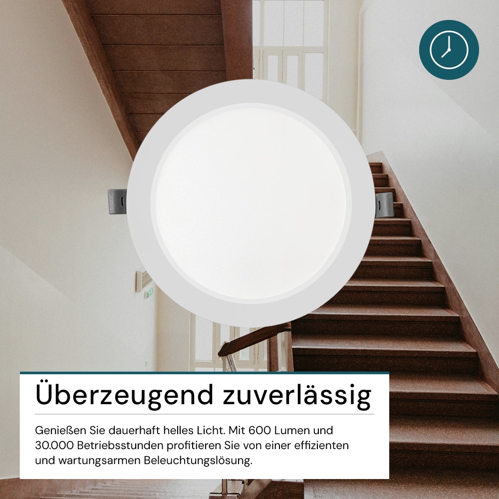 LUXULA LED-Einbauleuchte, 6W, EEK: F, 600lm, CCT, IP44, weiß