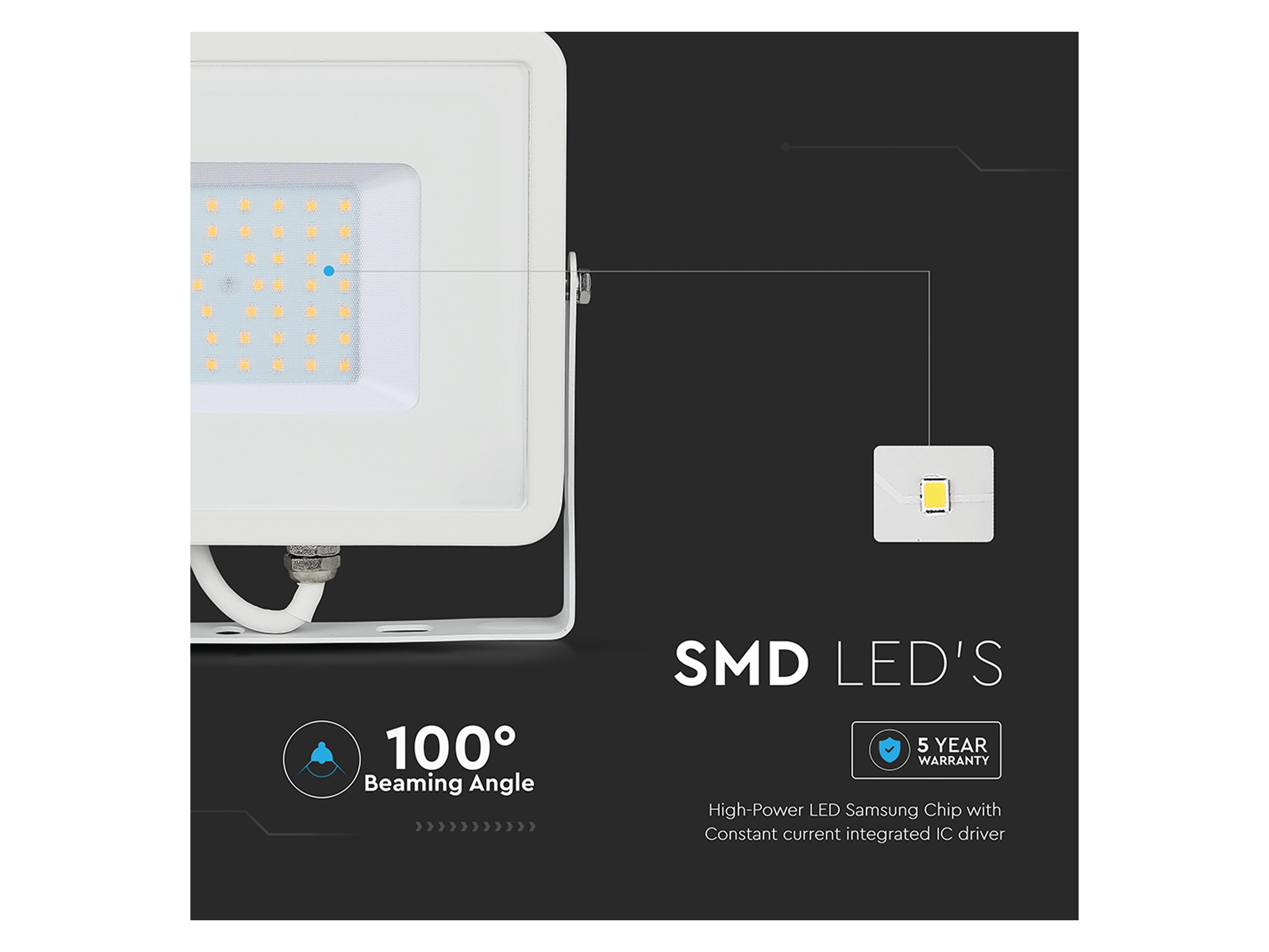 V-TAC LED-Flutlichtstrahler VT-50 (410), EEK: F, 50 W, 4000 lm, 4000K V-TAC LED-Flutlichtstrahler VT-50 (410), EEK: F, 50 W, 4000 lm, 4000K