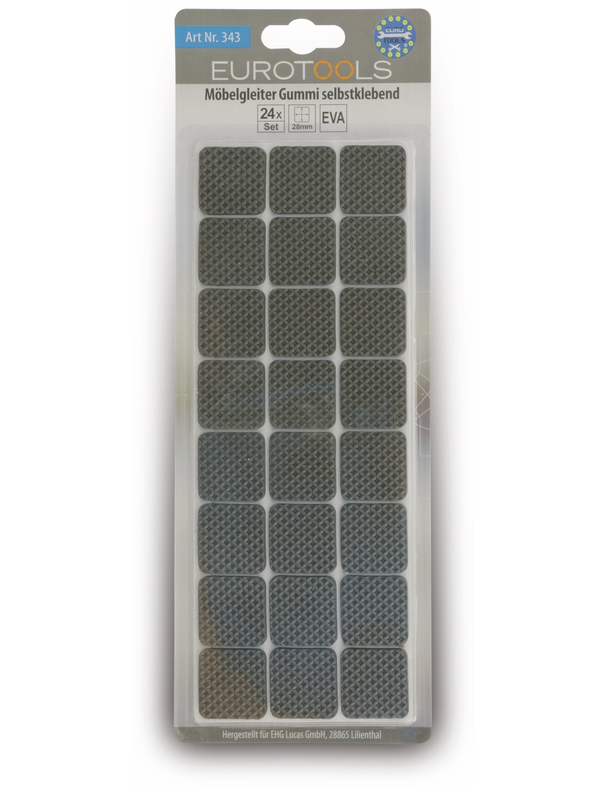 EUROTOOLS Möbelgleiter 343-NBFR, EVA, 28x28 mm, 24 Stück