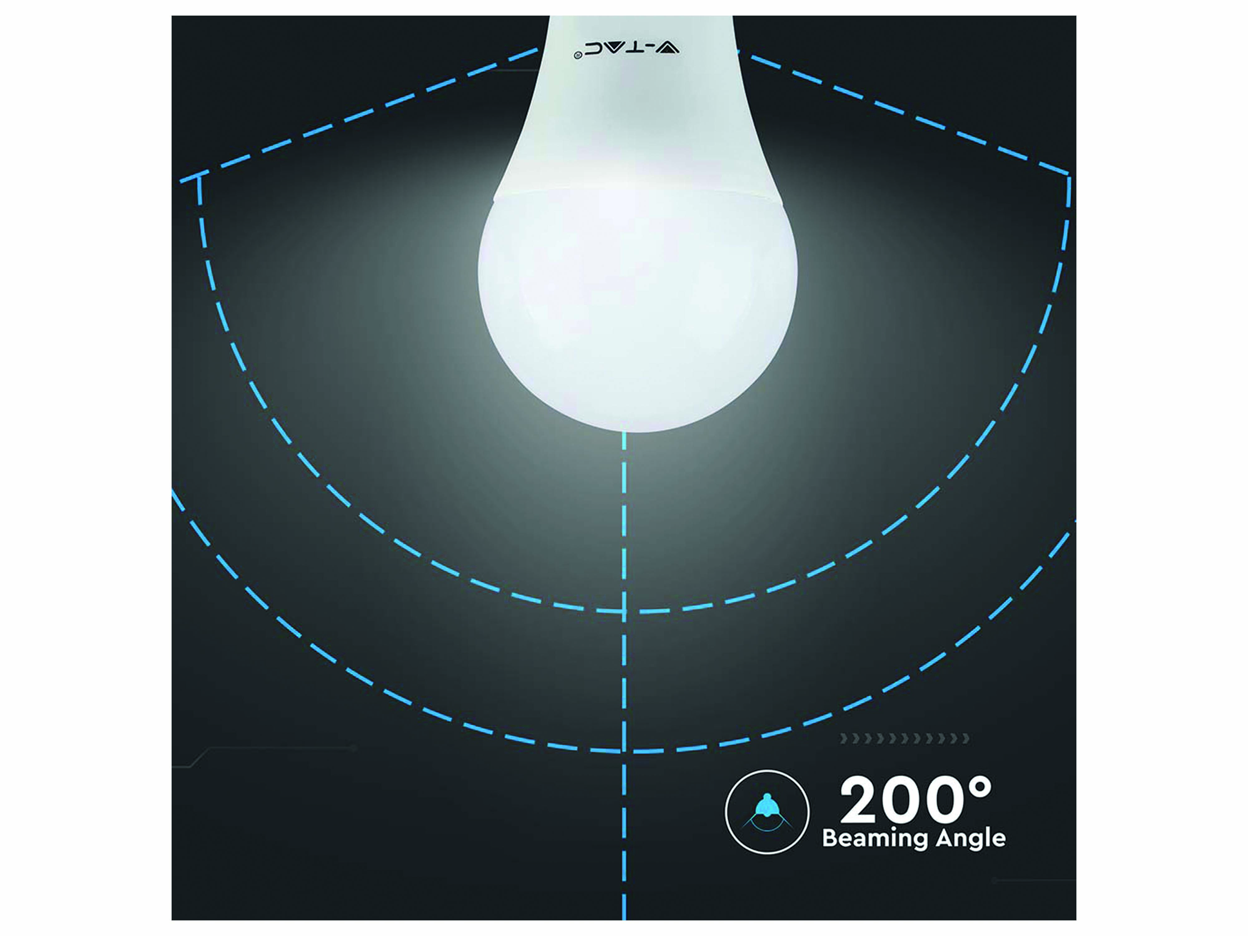 V-TAC LED-Lampe VT-2099, E27, EEK: F, 8,5 W, 806 lm, 3000 K, 5 Stück