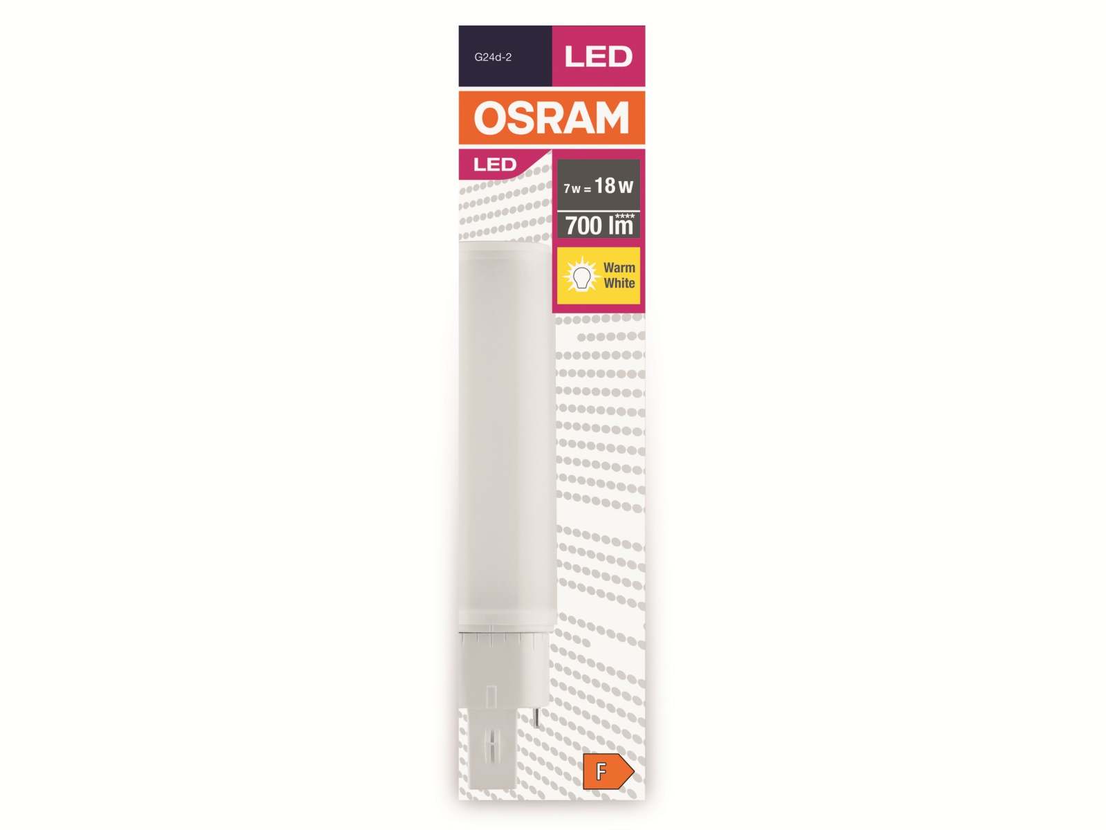 OSRAM LED-Lampe, Dulux D18, G24d-2, EEK: F, 7W, 700lm, 3000K OSRAM LED-Lampe, Dulux D18, G24d-2, EEK: F, 7W, 700lm, 3000K