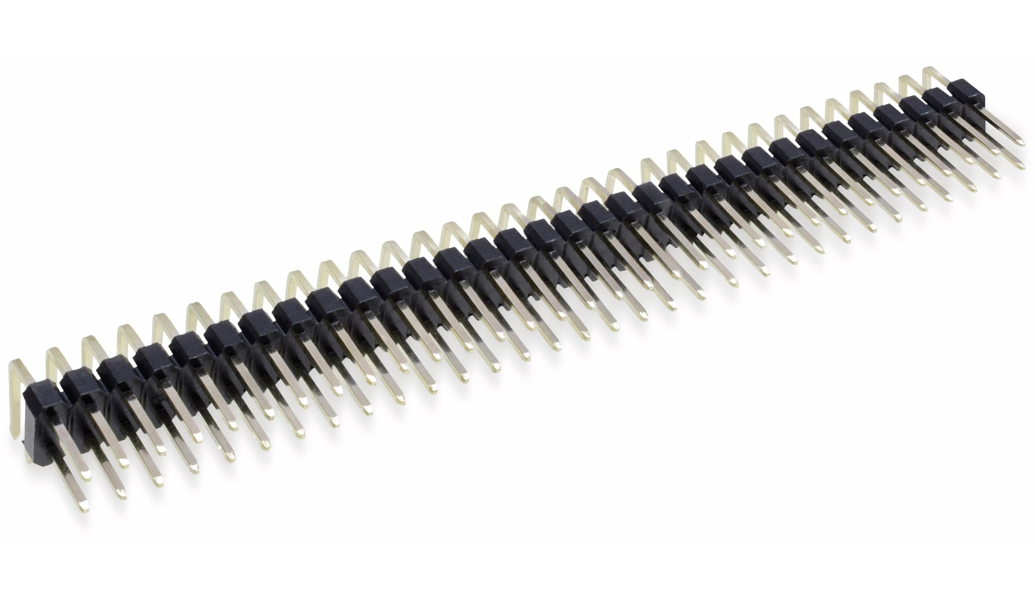Stiftleiste, 2 x 32, 2,54 mm, gewinkelt, 0,8µ Au (Gold), 5 Stück