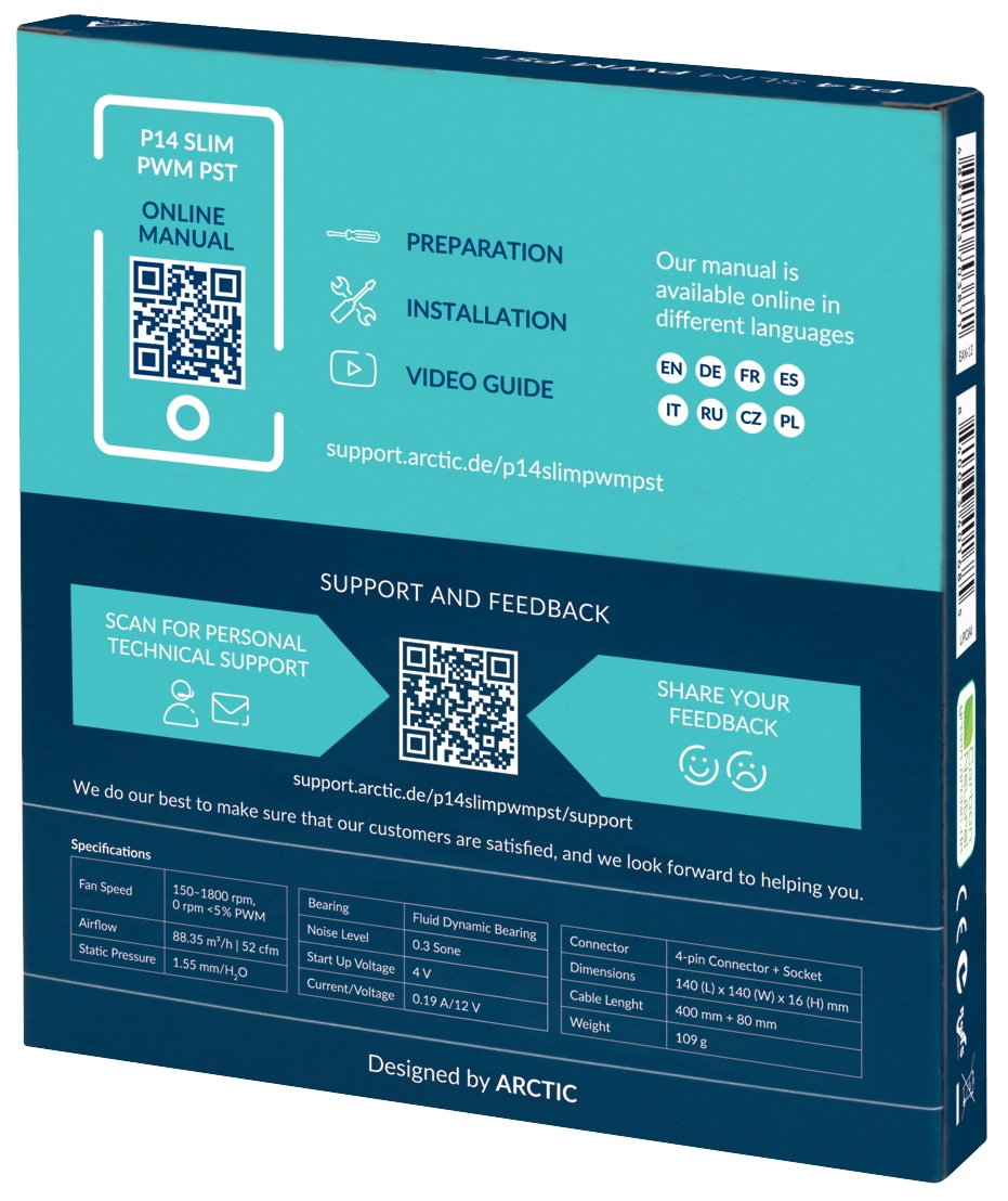 ARCTIC Lüfter P14 Slim PWM PST 140mm