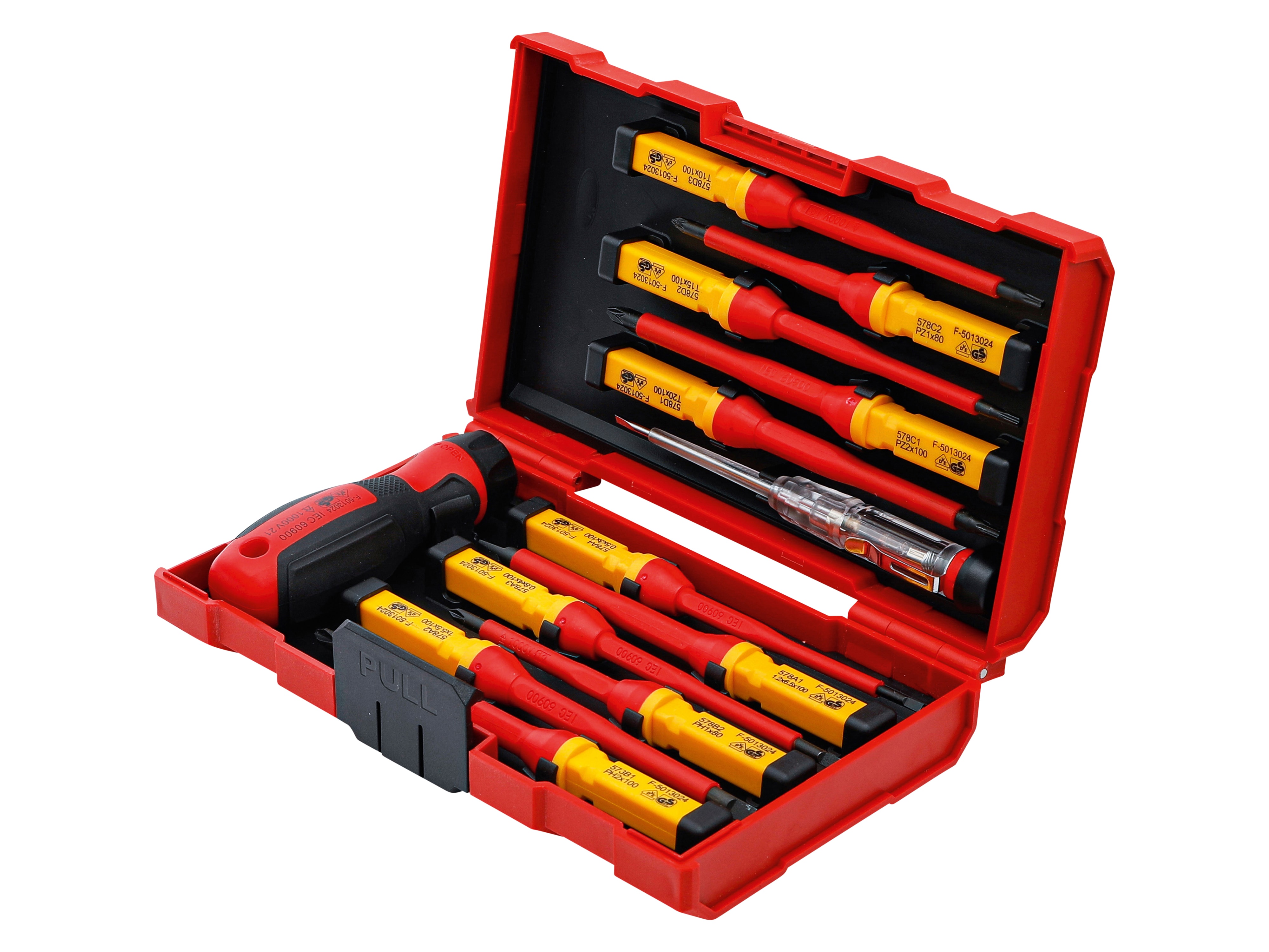 BGS TECHNIC VDE-Schraubendreher-Satz, 35814, mit Wechselklingen, 13-teilig