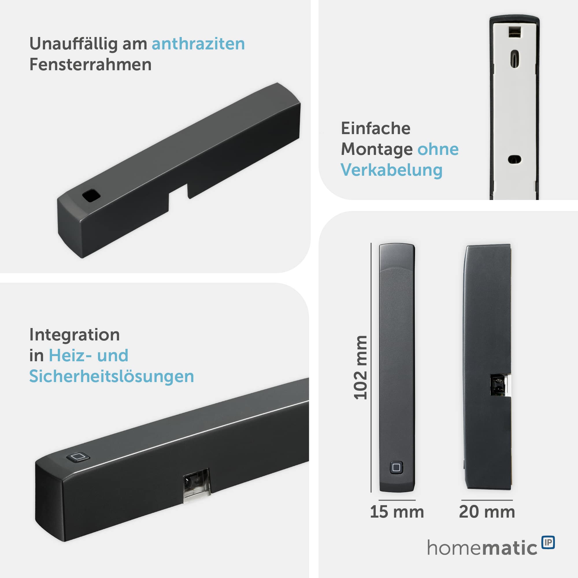 HOMEMATIC IP 160027A0, Fenster- und Türkontakt, optisch, anthrazit