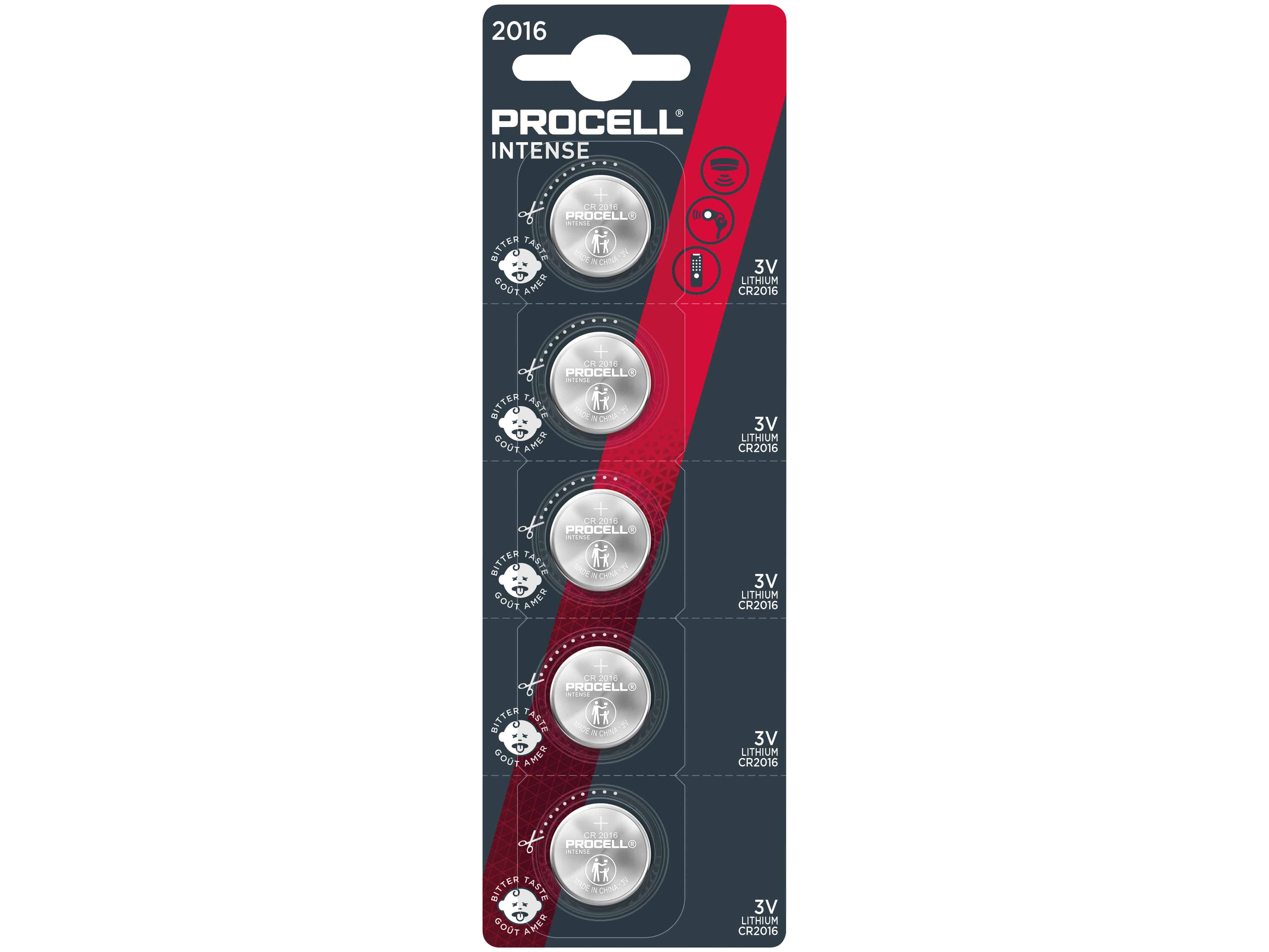 PROCELL Intense, CR 2016, 3V, Lithium Knopfzelle 5 Stück