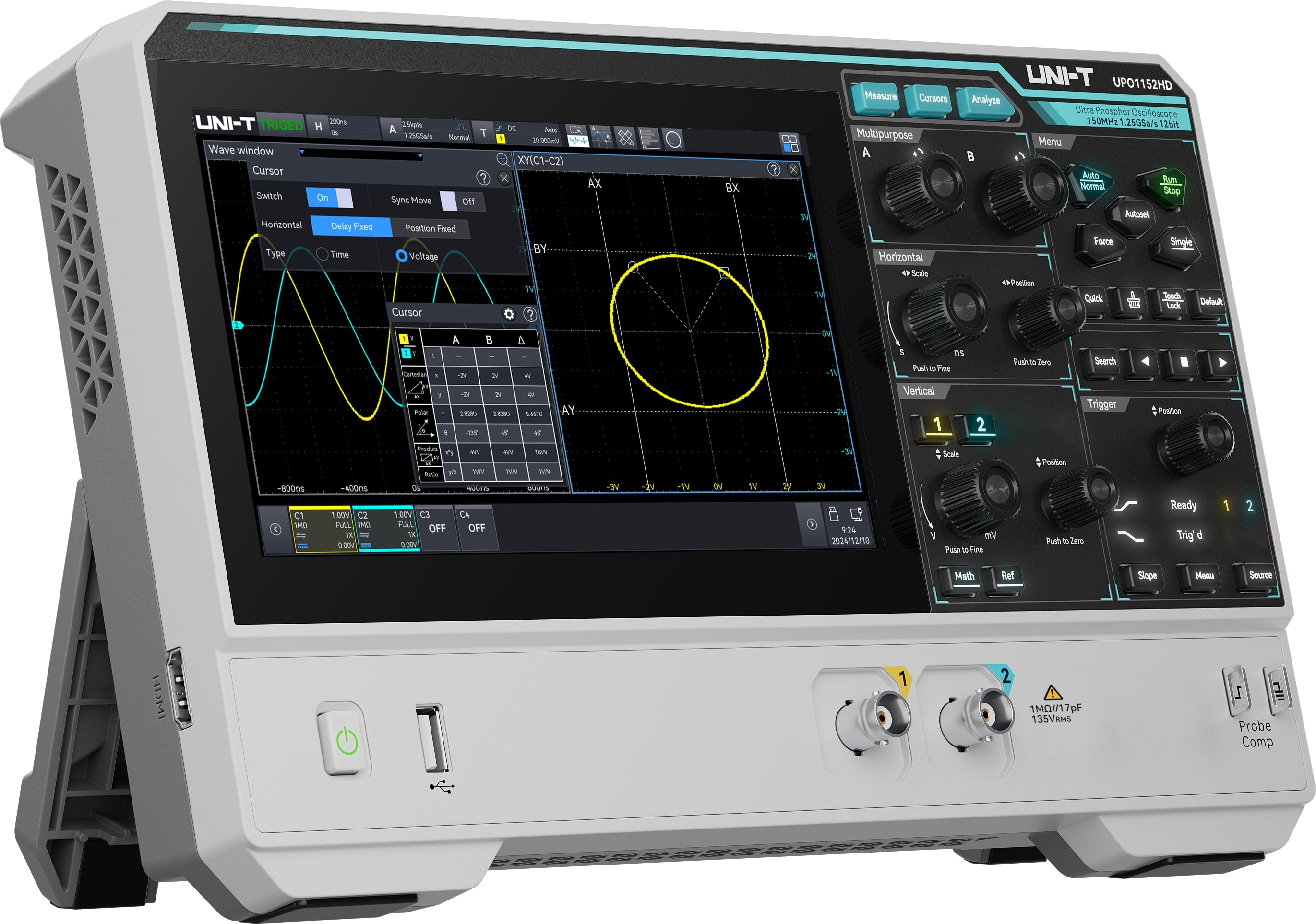 UNI-T Oszilloskop UPO1152HD, 2 Kanäle, 1,25 GS/s, 150 MHz