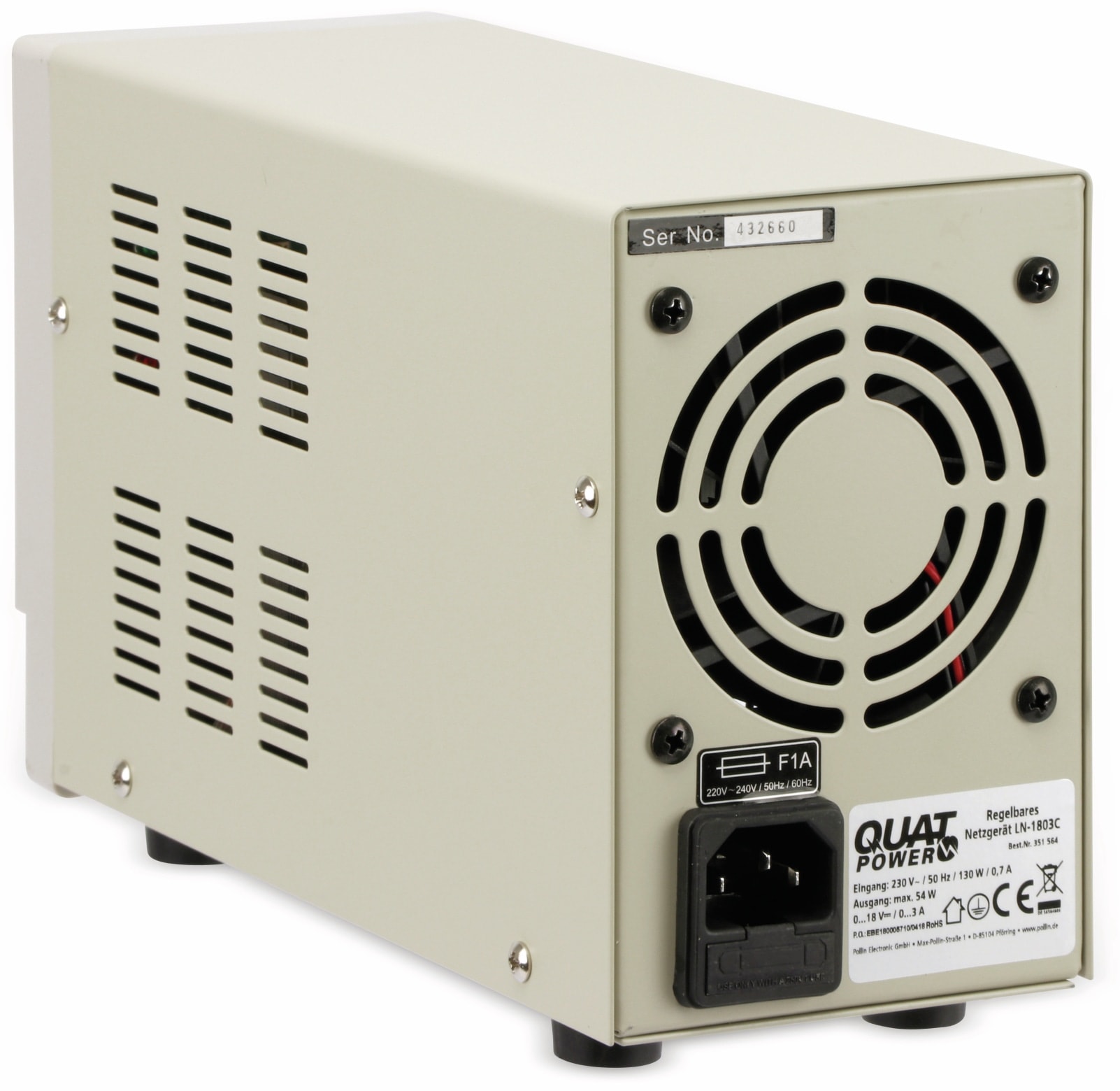 QUATPOWER Regelbares Labornetzgerät LN-1803C, 0...18 V-/0...3 A, Sicherheitstransformator