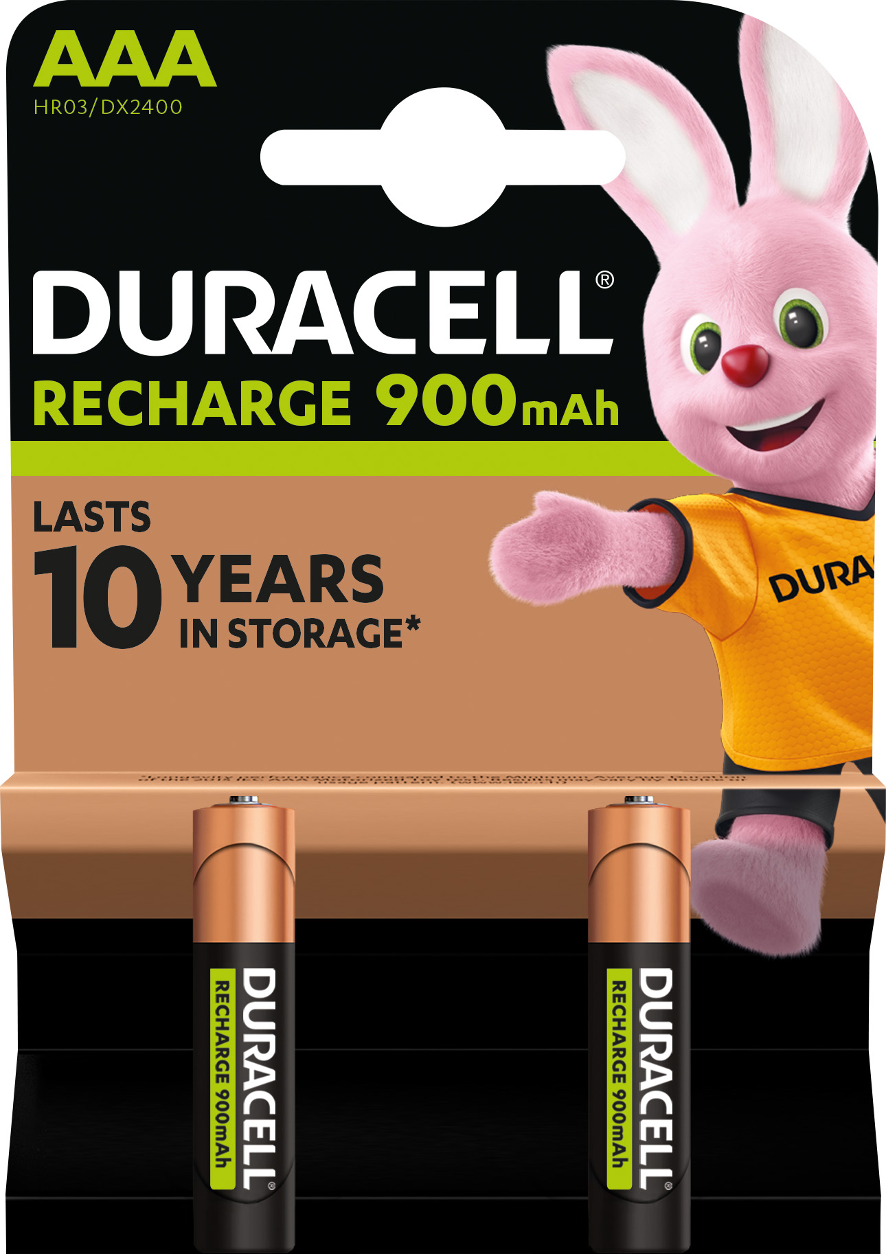 DURACELL NiMH-Micro-Akku HR03, 1.2V/900mAh, rechargeable, 2 Stück
