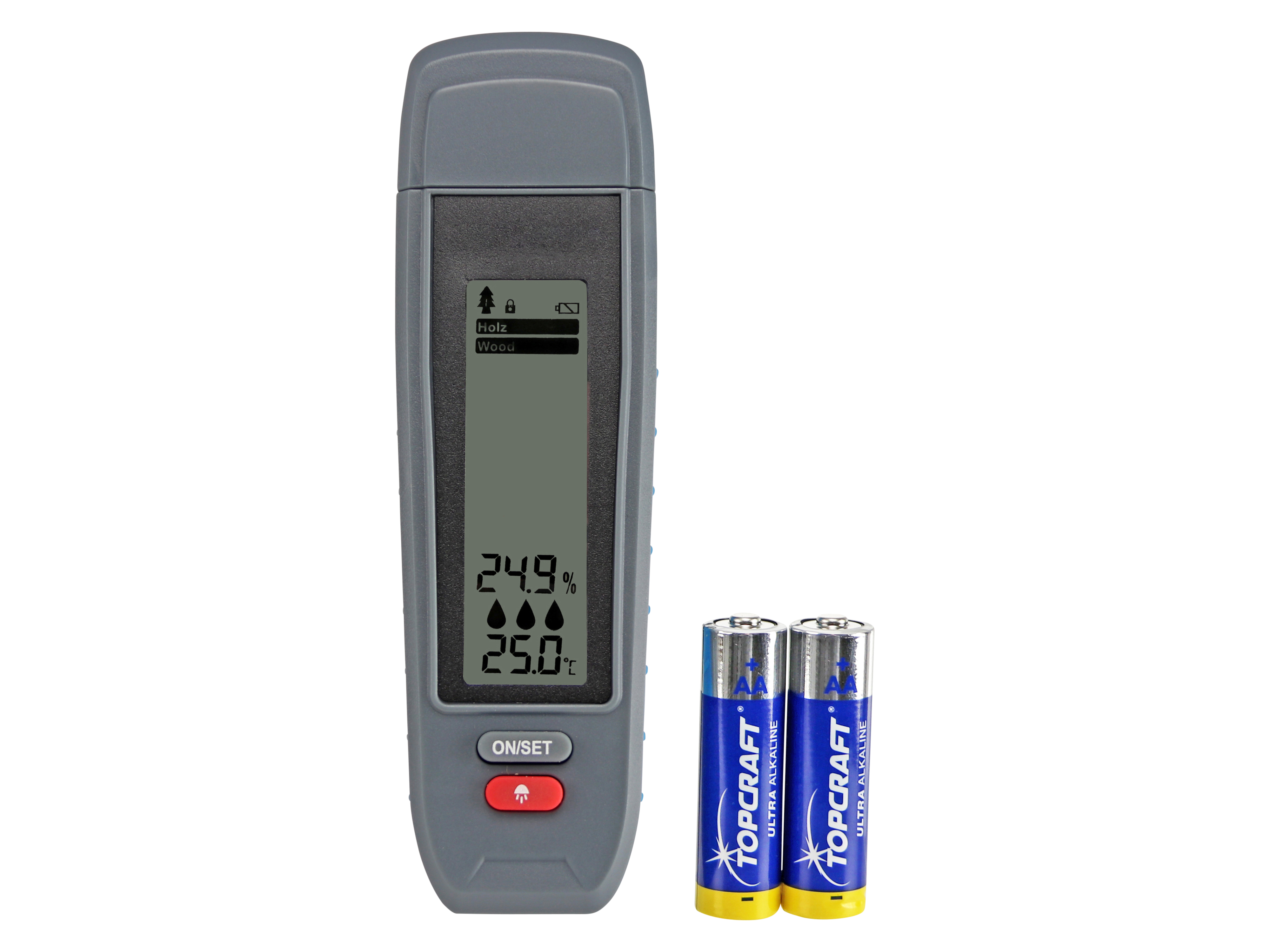 Feuchtigkeitsmessgerät für Holz und Baumaterialien, inkl. 2x Batterien