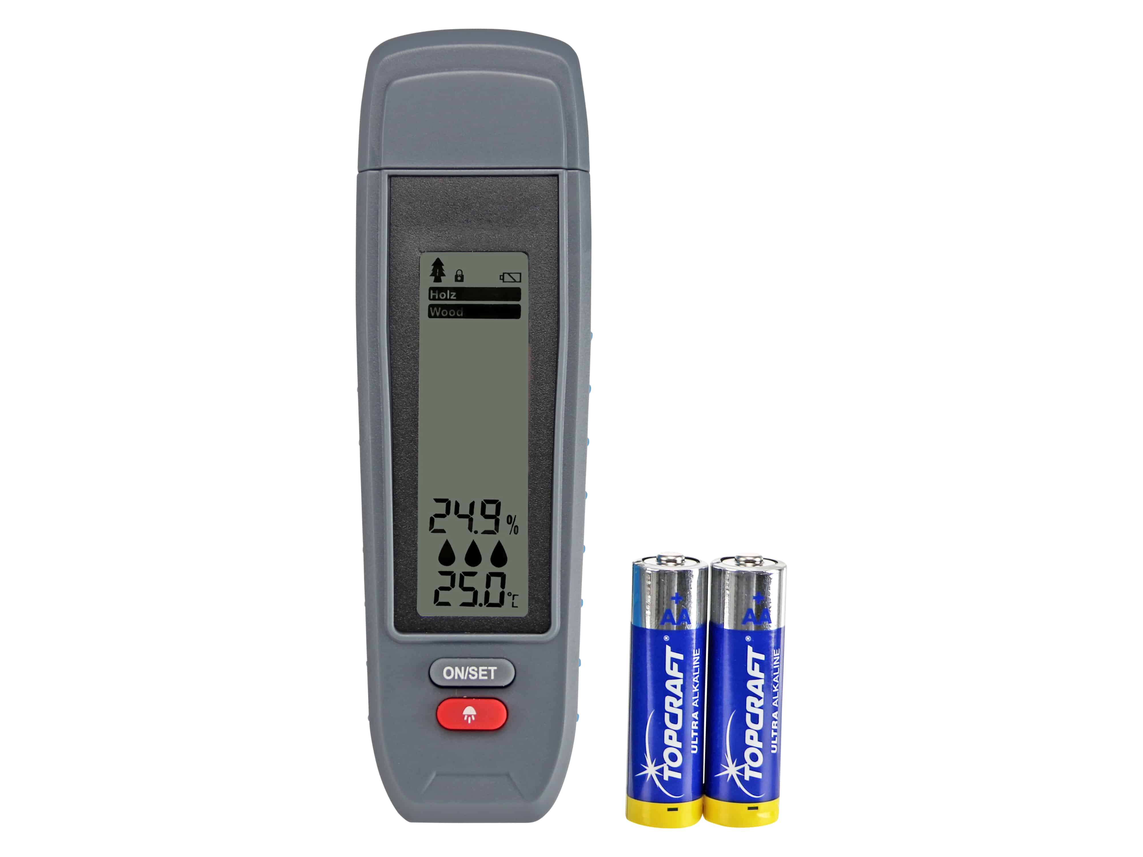 Feuchtigkeitsmessgerät für Holz und Baumaterialien, inkl. 2x Batterien