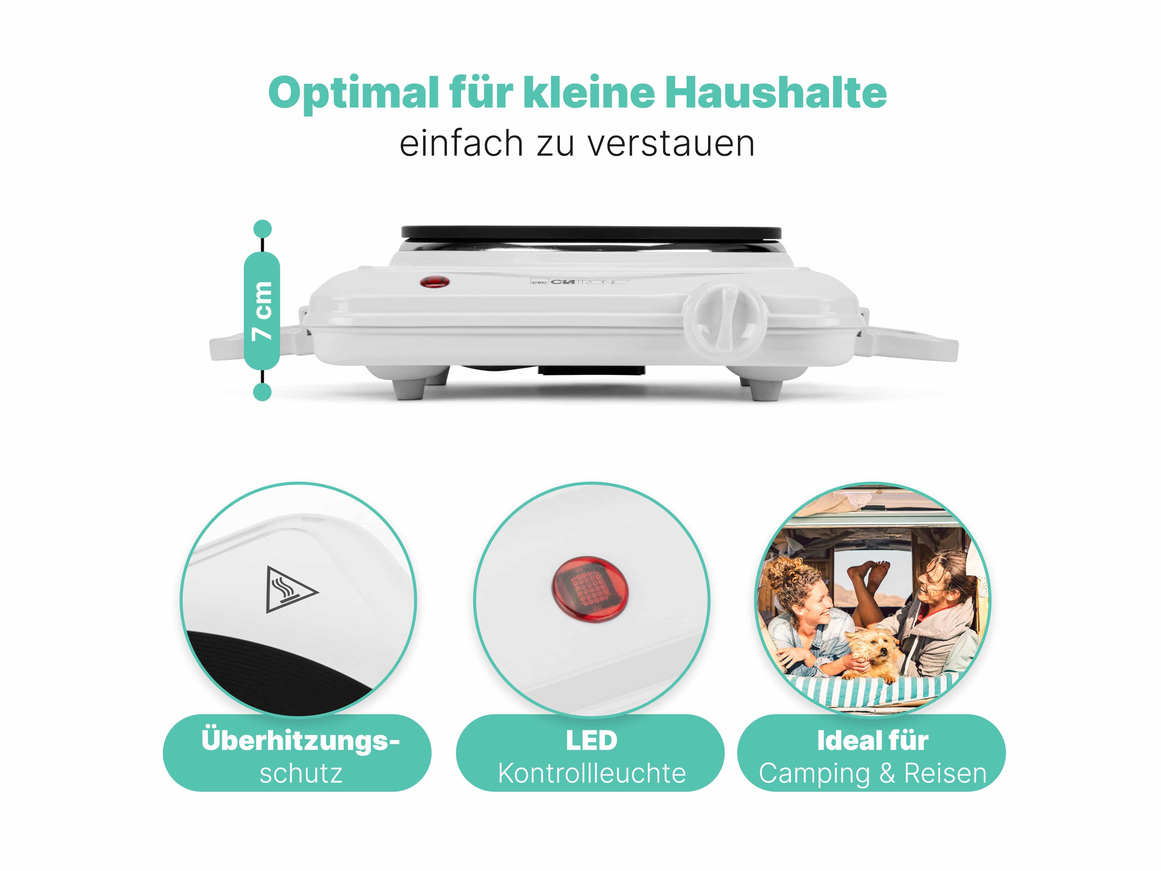 CLATRONIC Einzelkochplatte EKP 3582, Ø 180 mm, 1500 W, weiß