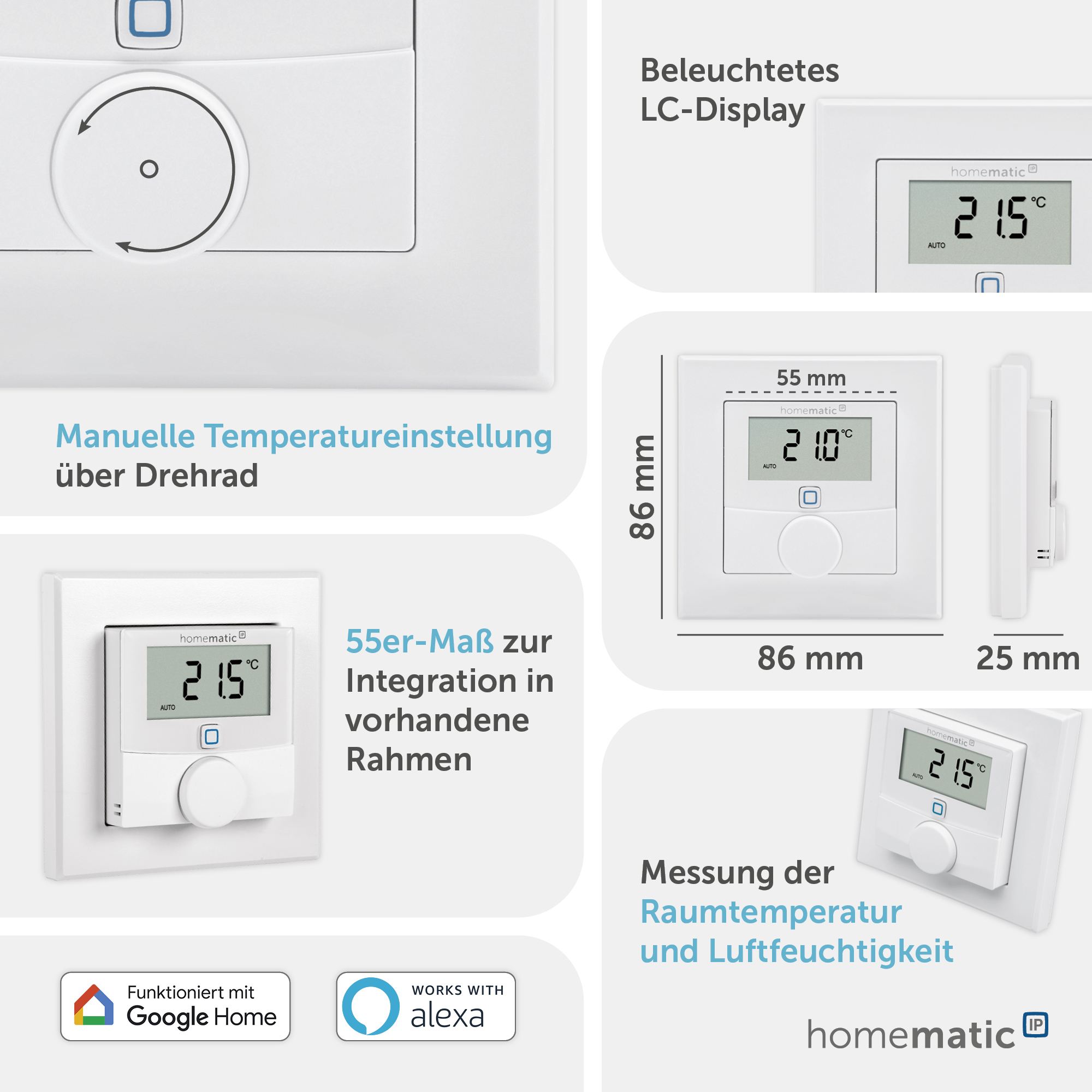 HOMEMATIC IP 156669A0, Wandthermostat mit Luftfeuchtigkeitssensor