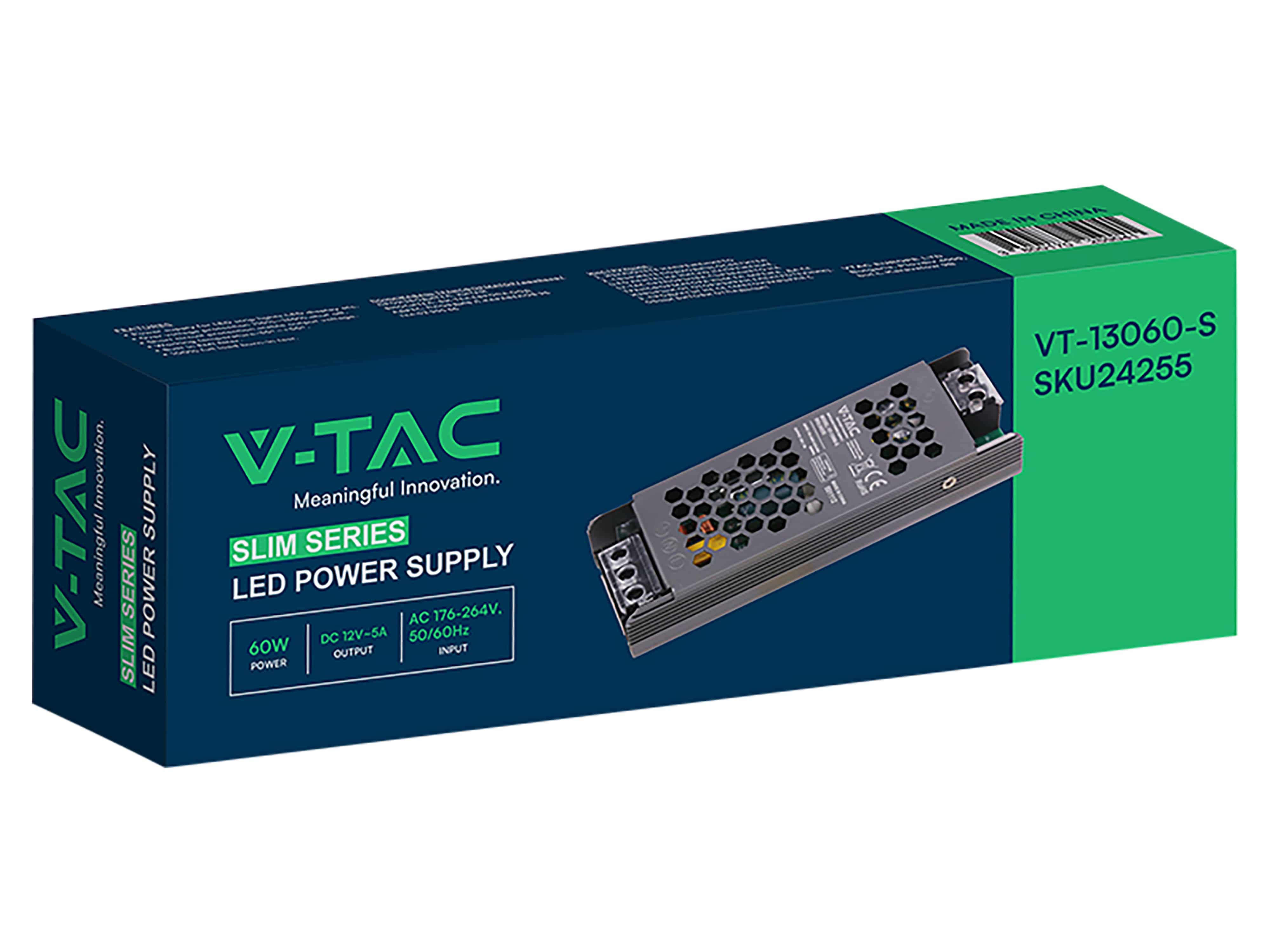 V-TAC Schaltnetzteil, VT-24255, 12V/5,0A, 60W, IP20 V-TAC Schaltnetzteil, VT-24255, 12V/5,0A, 60W, IP20