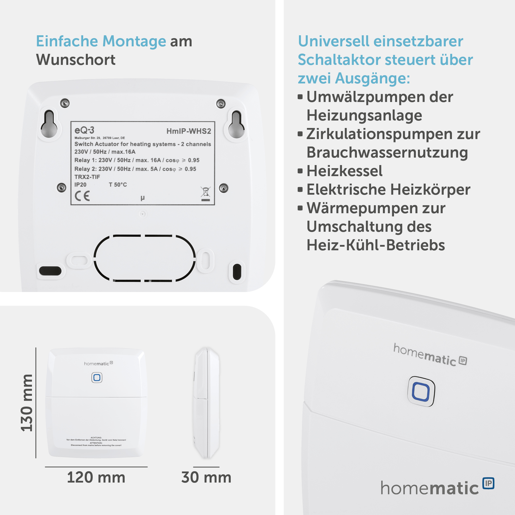 HOMEMATIC IP Smart Home 150842A0, Schaltaktor für Heizungsanlagen