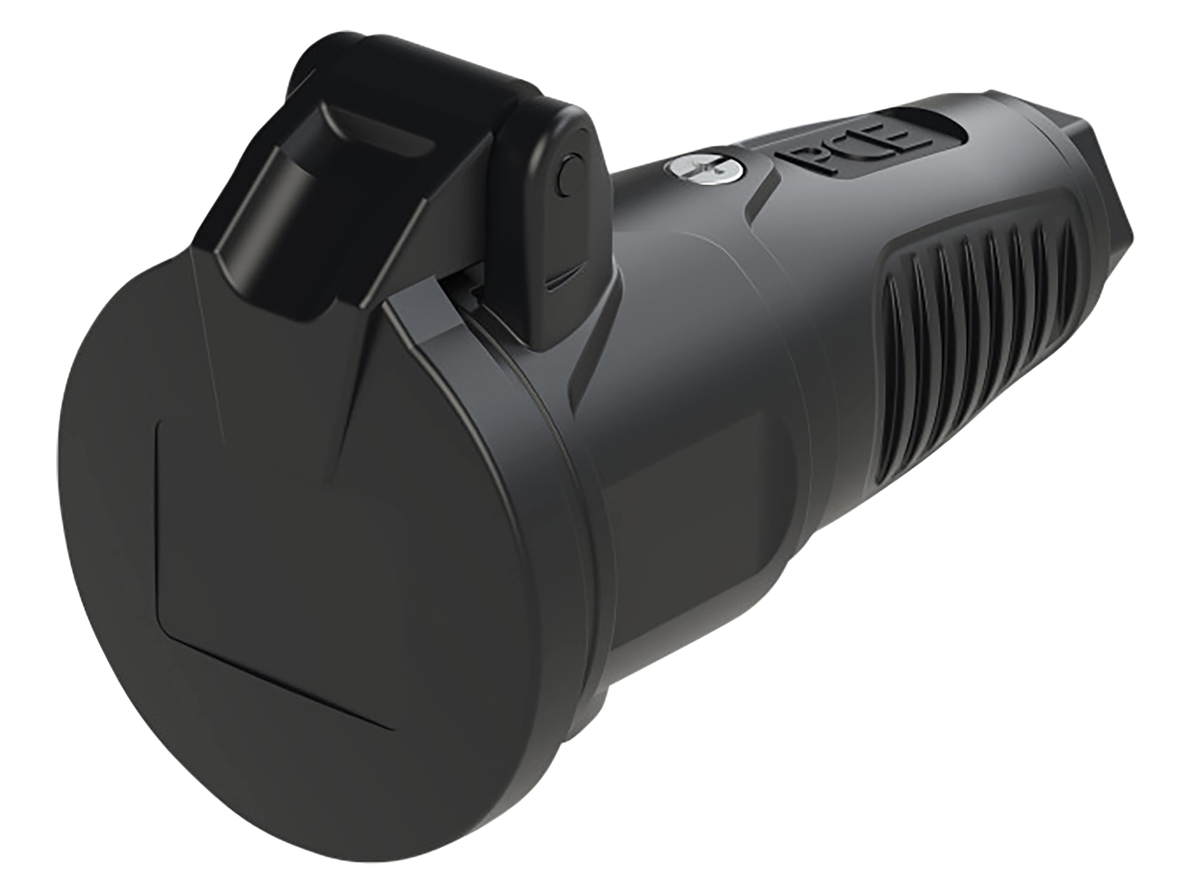 PCE Gummi-Schutzkontaktkupplung Taurus2, mit Klappdeckel, schwarz