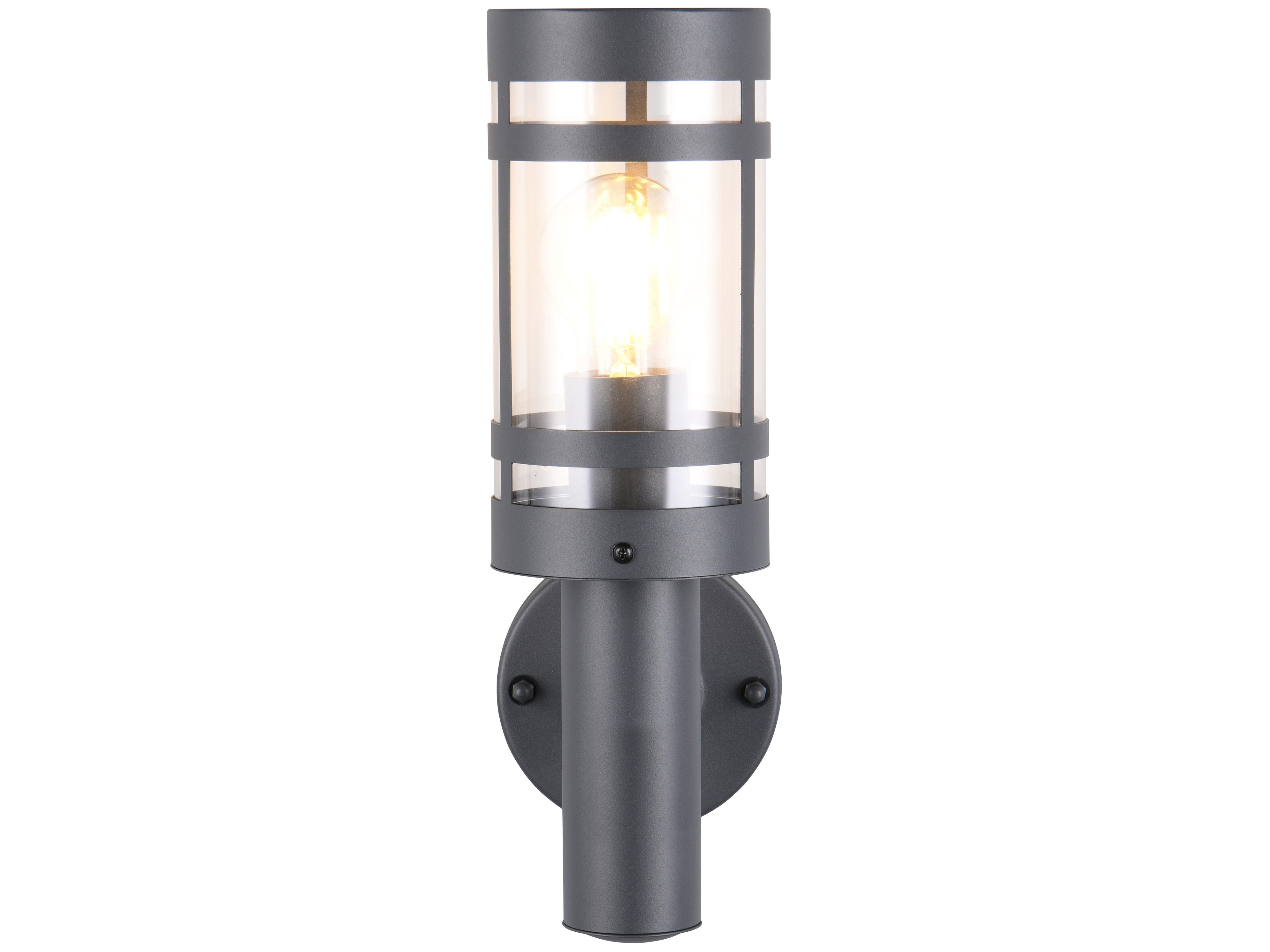 REALITY Wandleuchte PALOMA R21719142, E27, 28W, IP44, ohne Leuchtmittel, Bewegungssensor, grau