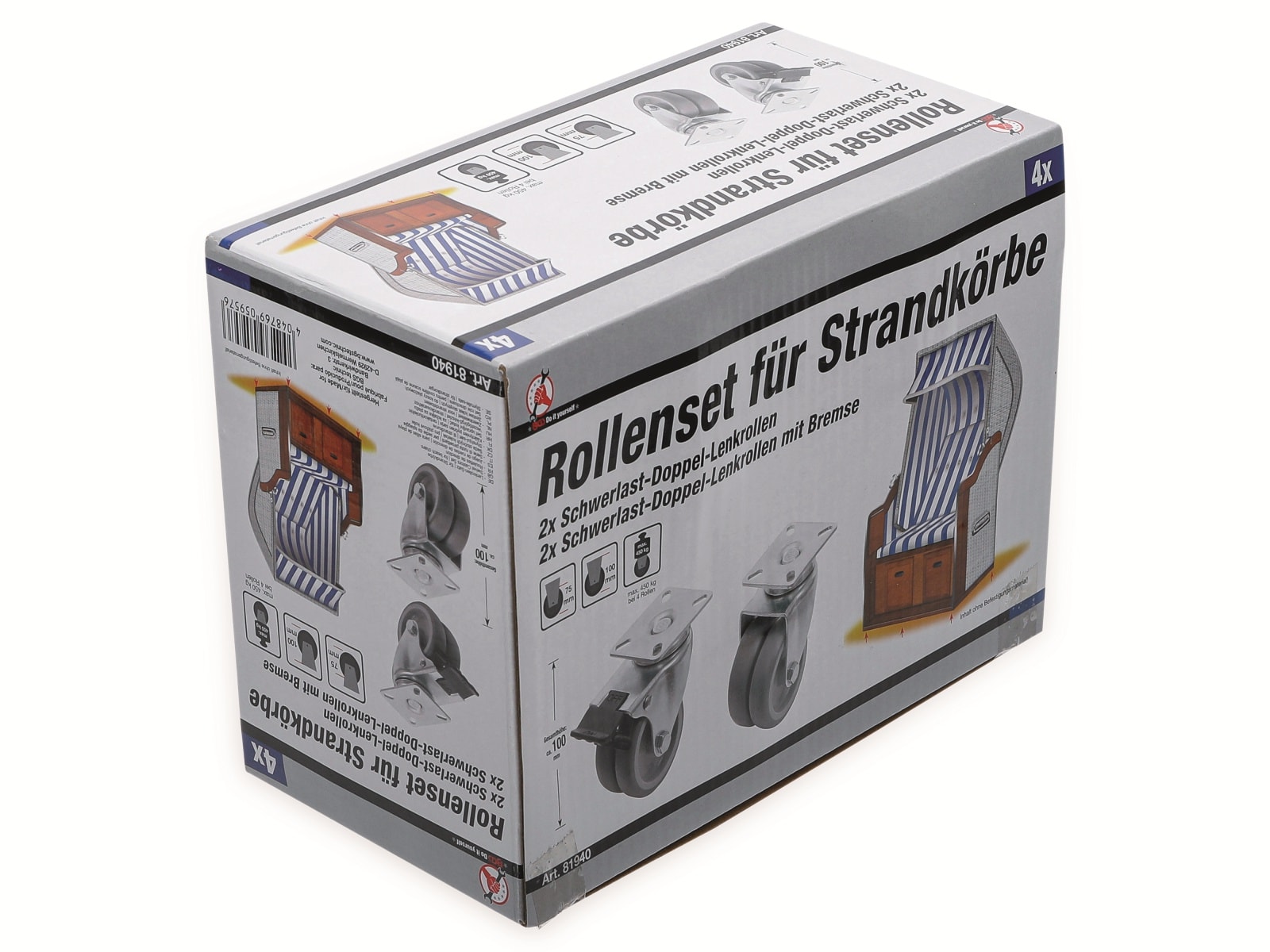 BGS TECHNIC Doppellenkrollen Satz Kugelgelagert 81940 Ø 75 mm, 4 tlg.