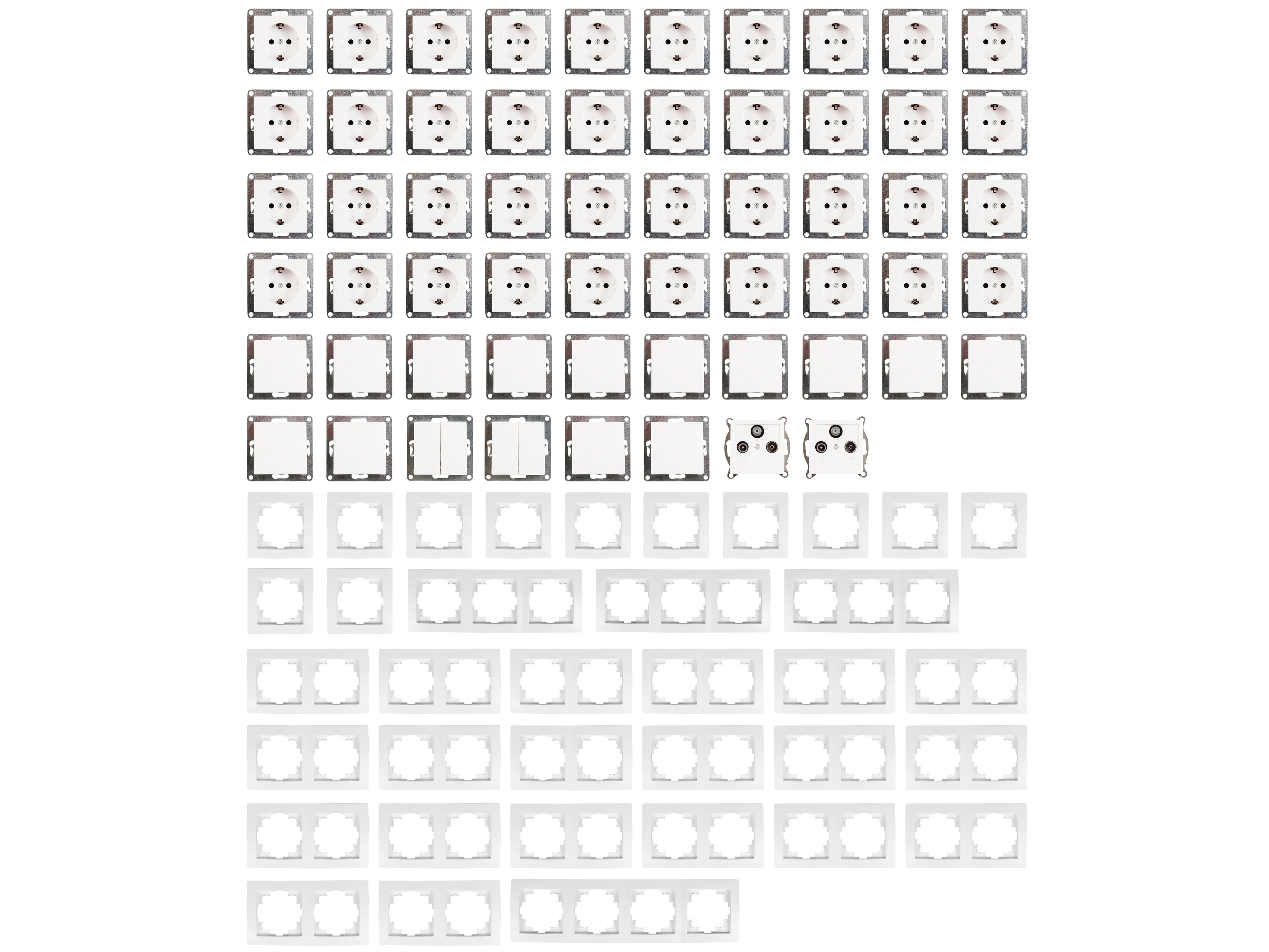 MCPOWER Schalter und Steckdosen Set Flair "Einfamilienhaus", 95-teilig, weiß
