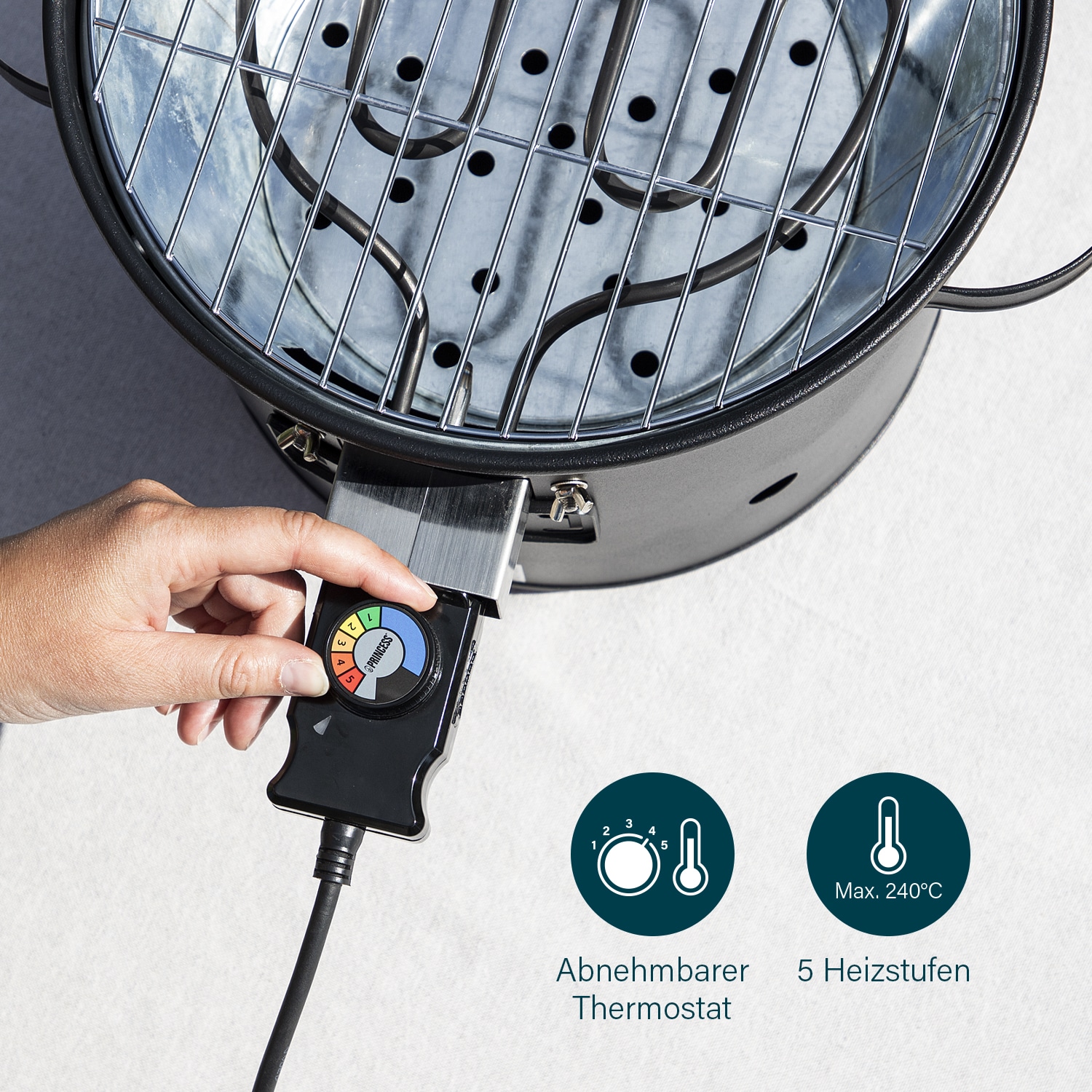 PRINCESS Elektrogrill 112240 Hybrid Grill, Ø 32 cm, 1400 W