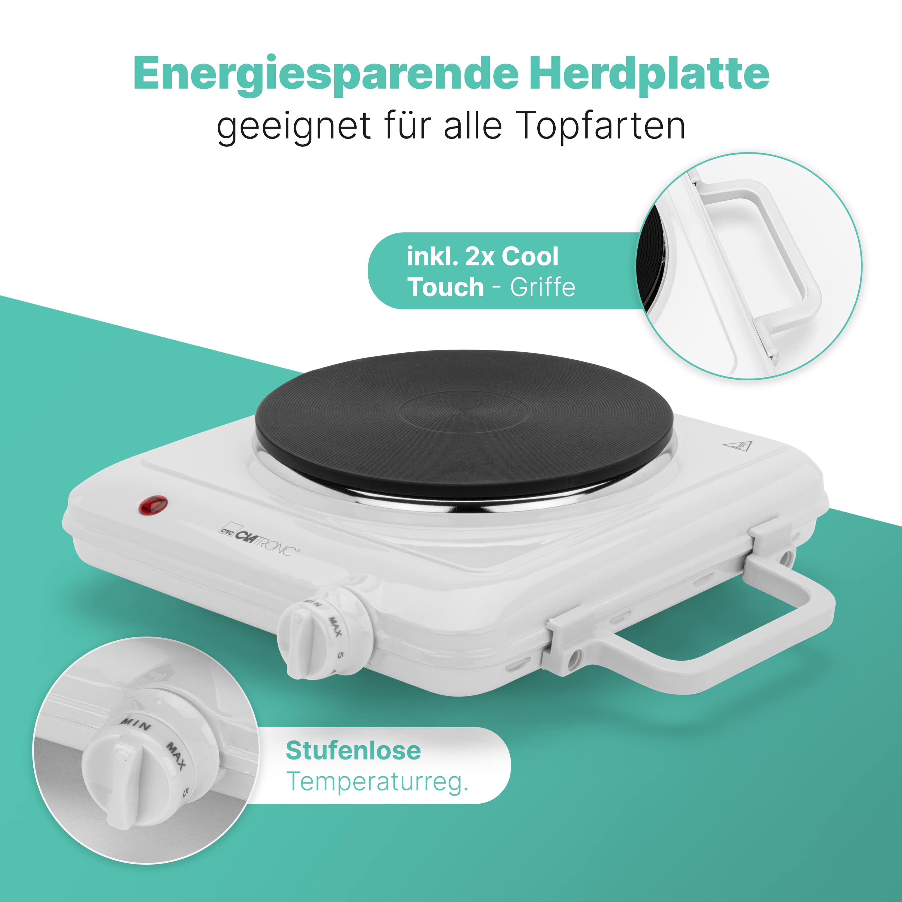 CLATRONIC Einzelkochplatte EKP 3582, Ø 180 mm, 1500 W, weiß CLATRONIC Einzelkochplatte EKP 3582, Ø 180 mm, 1500 W, weiß
